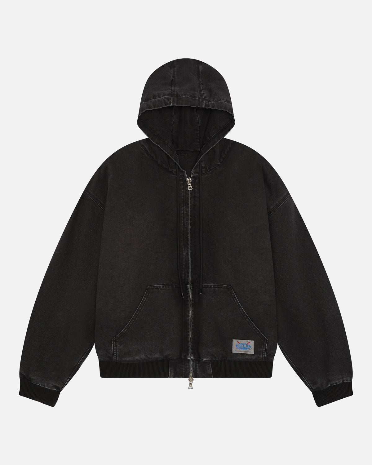 Hooded Workers Jacket in Washed Black, view 7