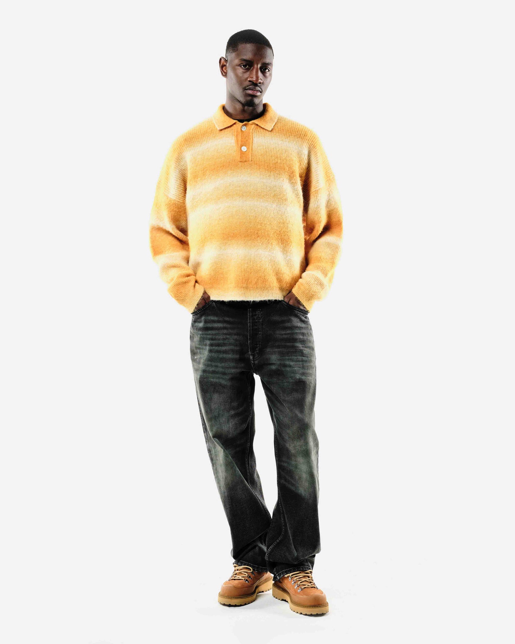 ALPACA POLO - YELLOW STRIPE from Summit Clothing UK