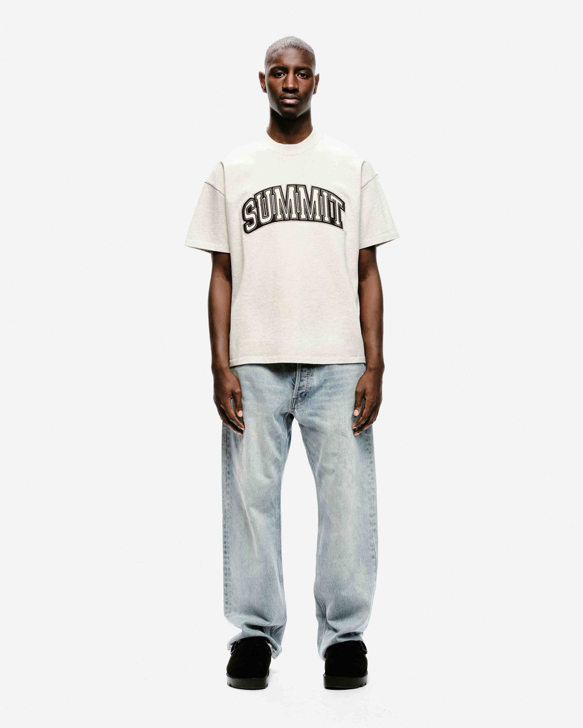 APPLIQUE T-SHIRT - MARL GREY from Summit Clothing UK