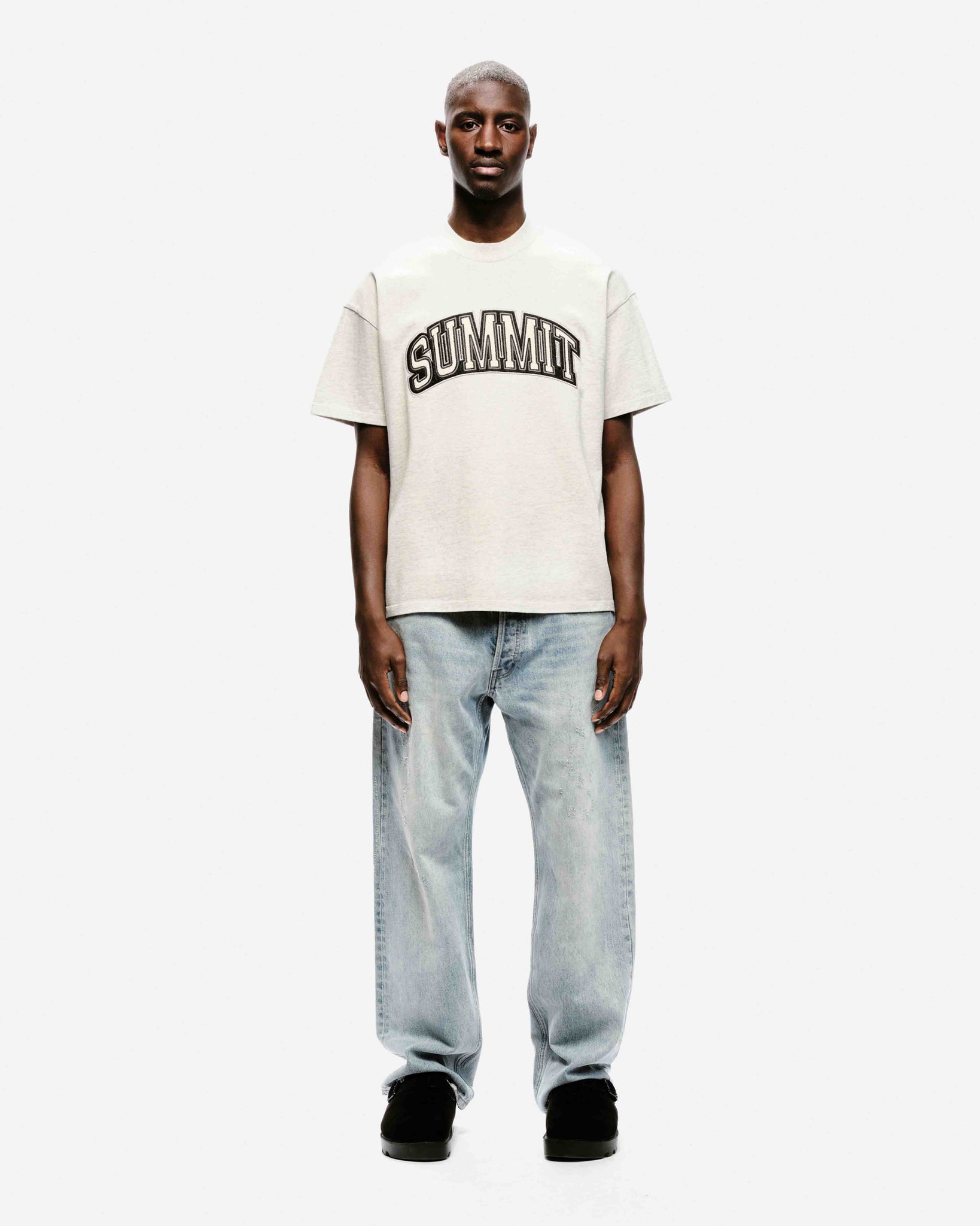 APPLIQUE T-SHIRT - MARL GREY from Summit Clothing UK
