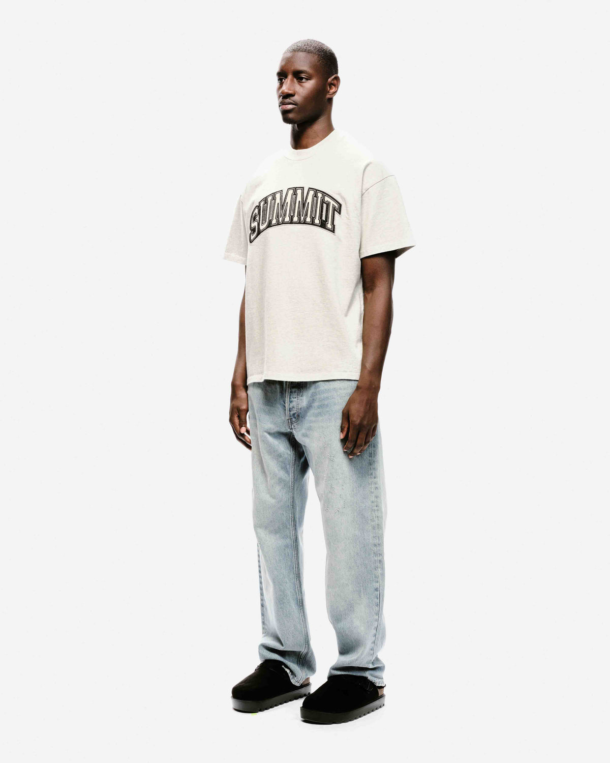 APPLIQUE T-SHIRT - MARL GREY from Summit Clothing UK