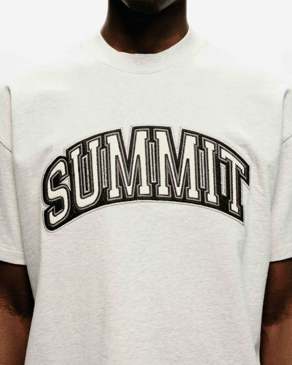 APPLIQUE T-SHIRT - MARL GREY from Summit Clothing UK