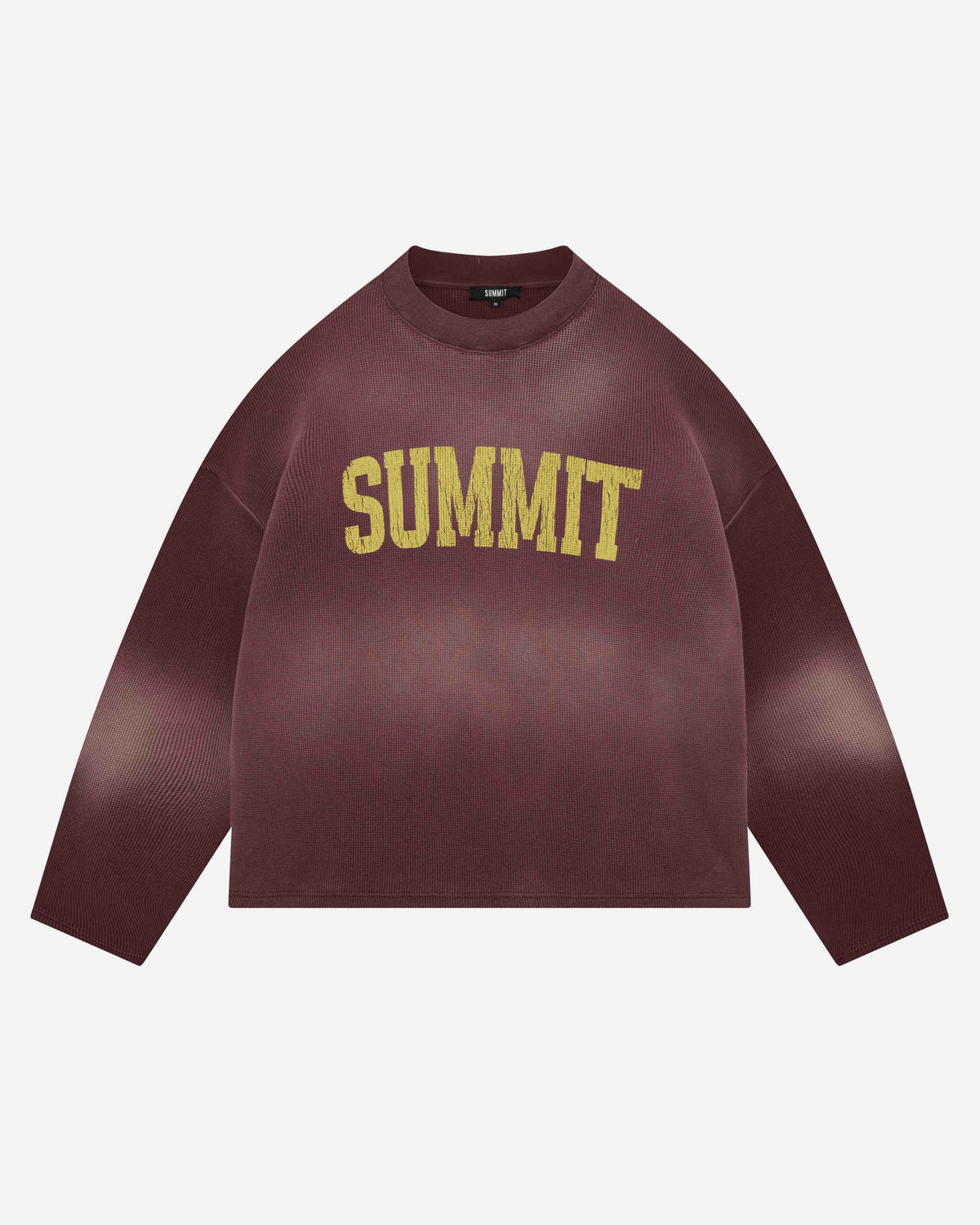 ARC PRINT WAFFLE LONG SLEEVE T-SHIRT - SUN FADE BURGUNDY from Summit Clothing UK