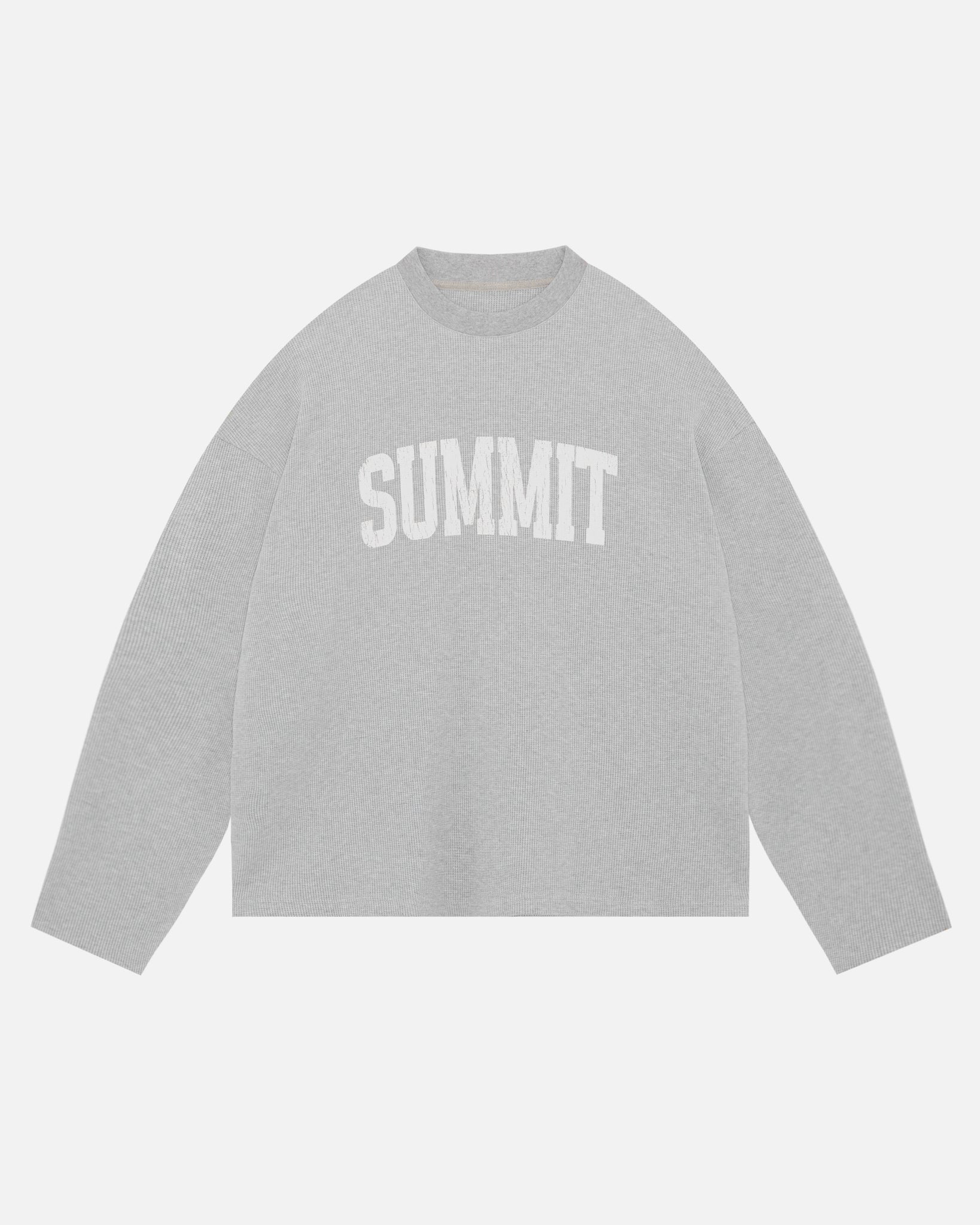 ARC PRINT WAFFLE LONG SLEEVE T-SHIRT - SUN FADE MARL GREY from Summit Clothing UK