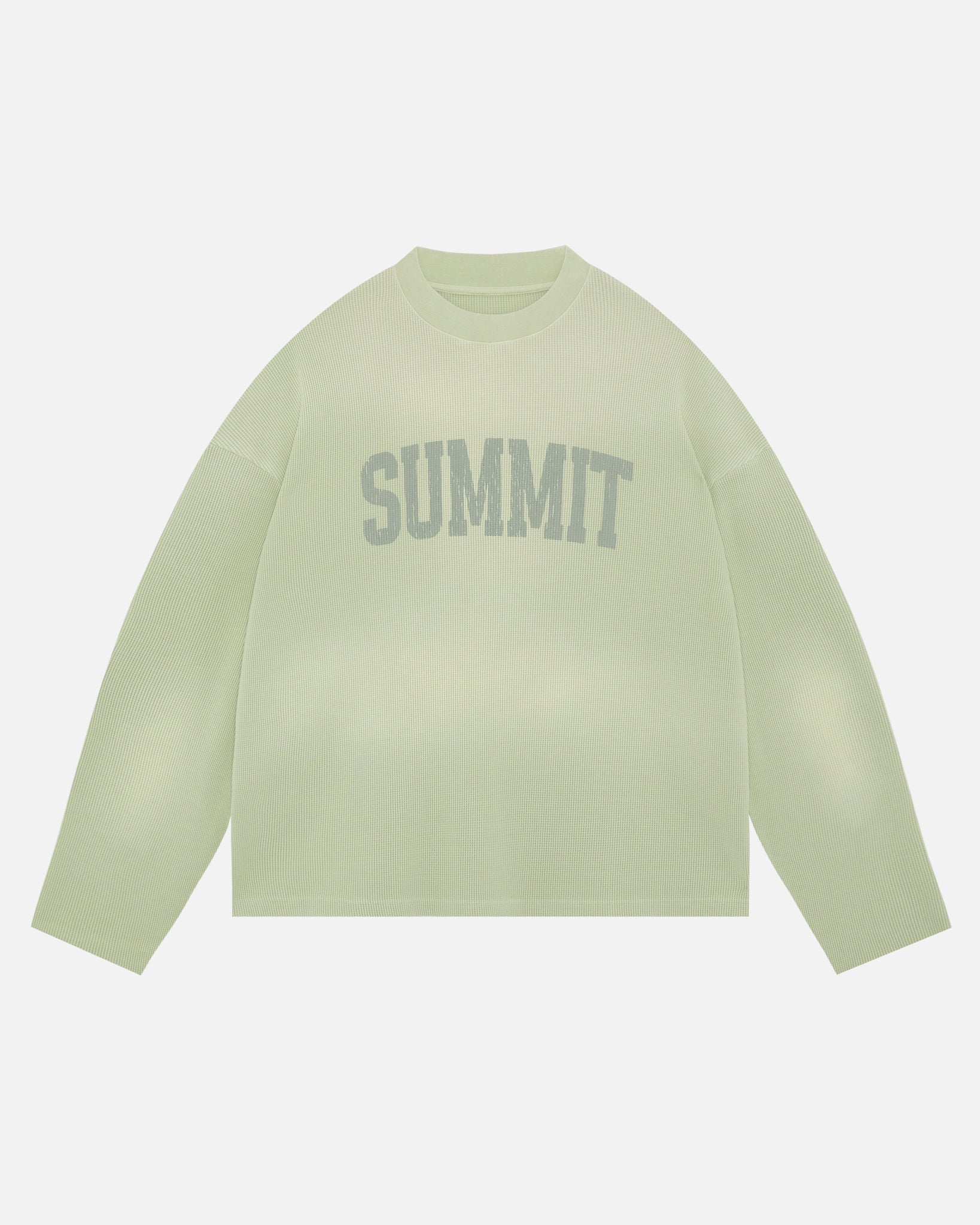ARC PRINT WAFFLE LONG SLEEVE T-SHIRT - SUN FADE PISTACHIO from Summit Clothing UK