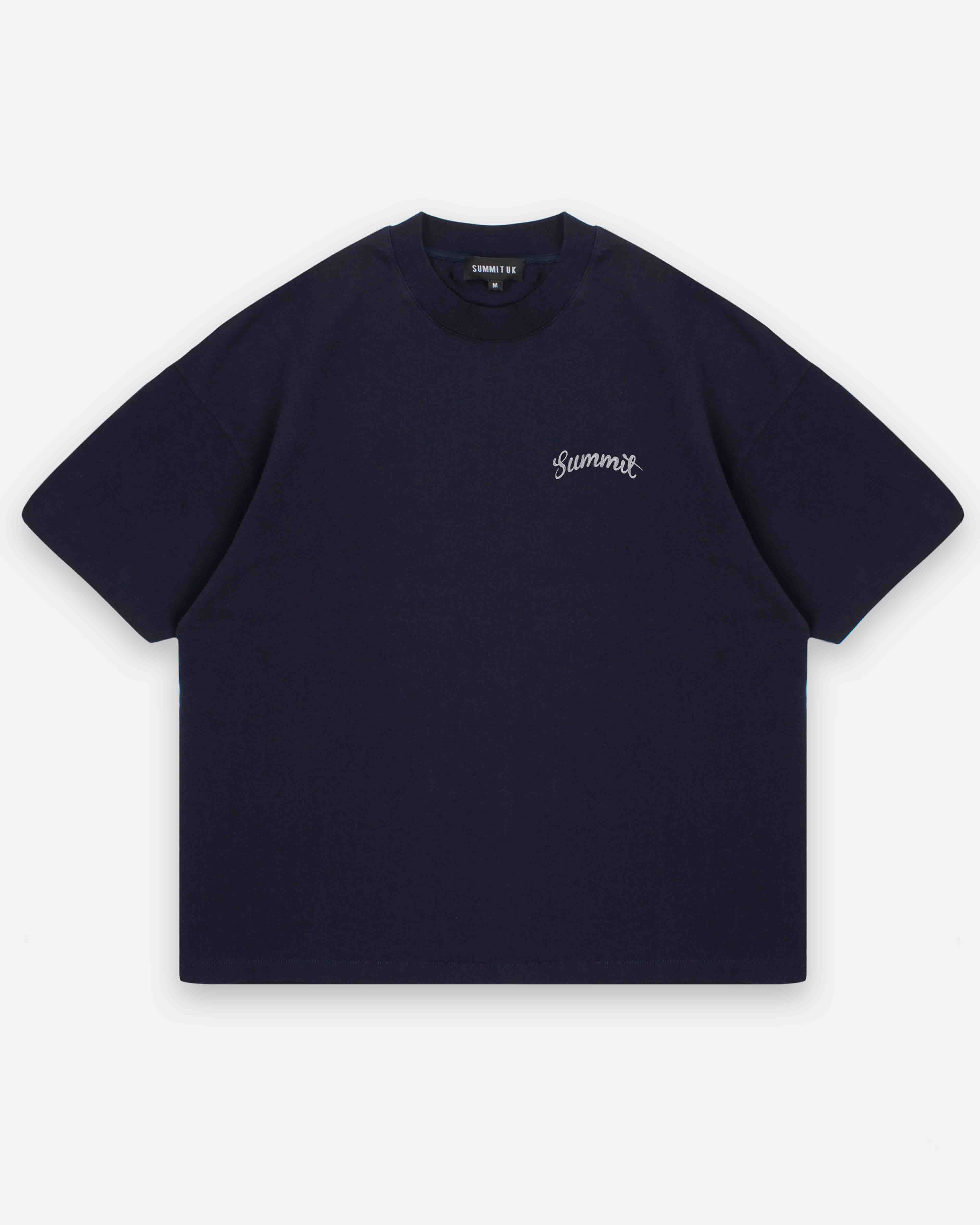 CHAIN STITCH T-SHIRT - NAVY from Summit Clothing UK