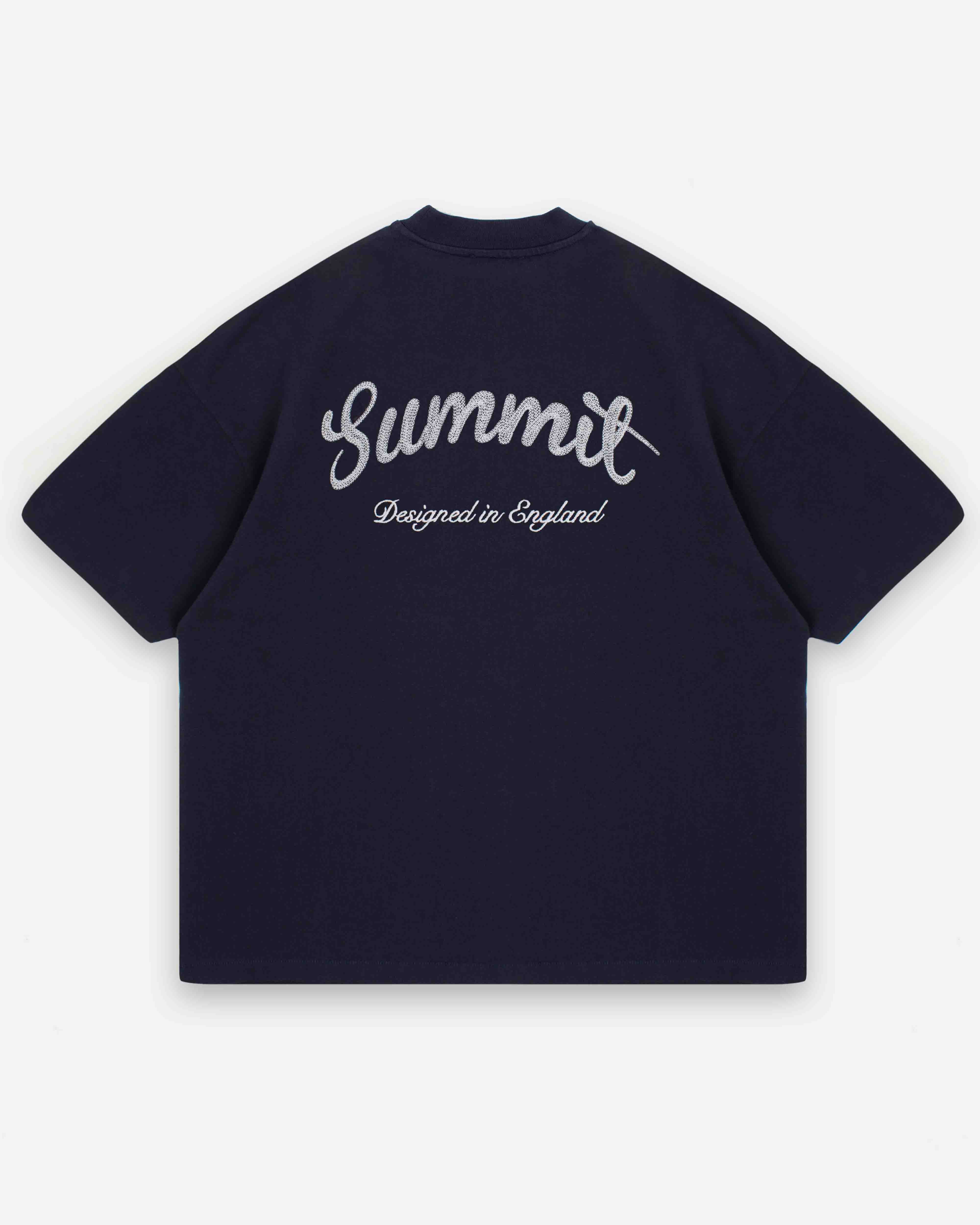 CHAIN STITCH T-SHIRT - NAVY from Summit Clothing UK