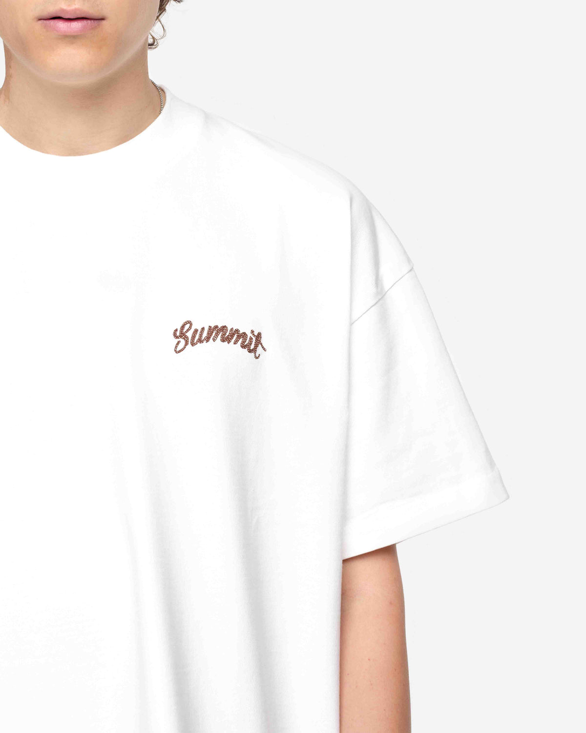 CHAIN STITCH T-SHIRT - OFF WHITE from Summit Clothing UK