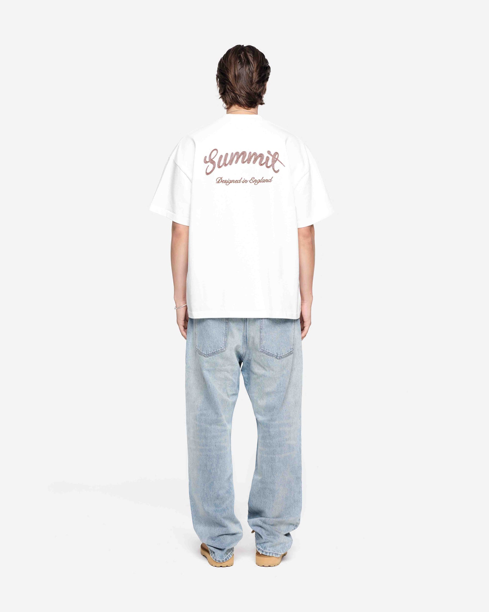 CHAIN STITCH T-SHIRT - OFF WHITE from Summit Clothing UK