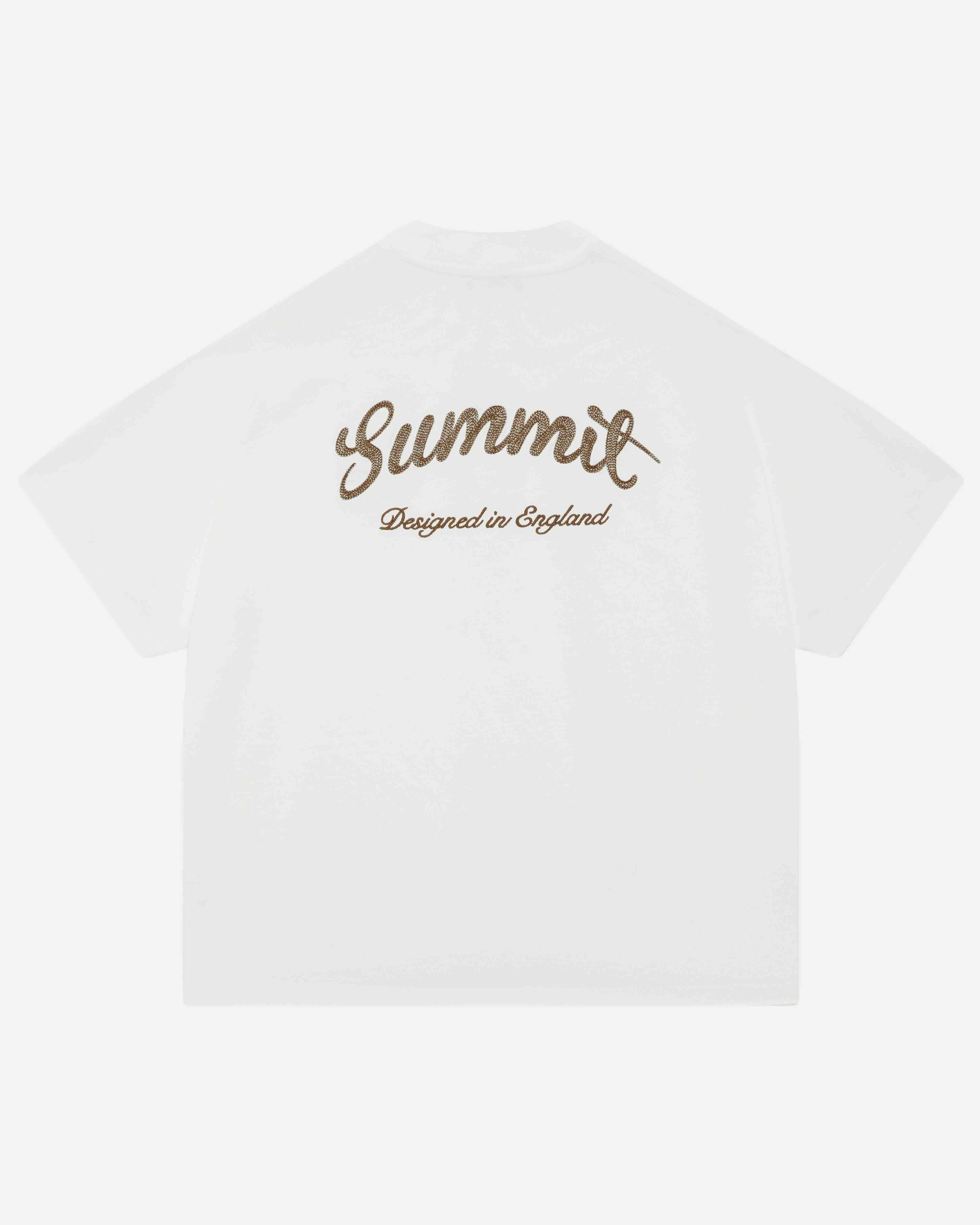 CHAIN STITCH T-SHIRT - OFF WHITE from Summit Clothing UK