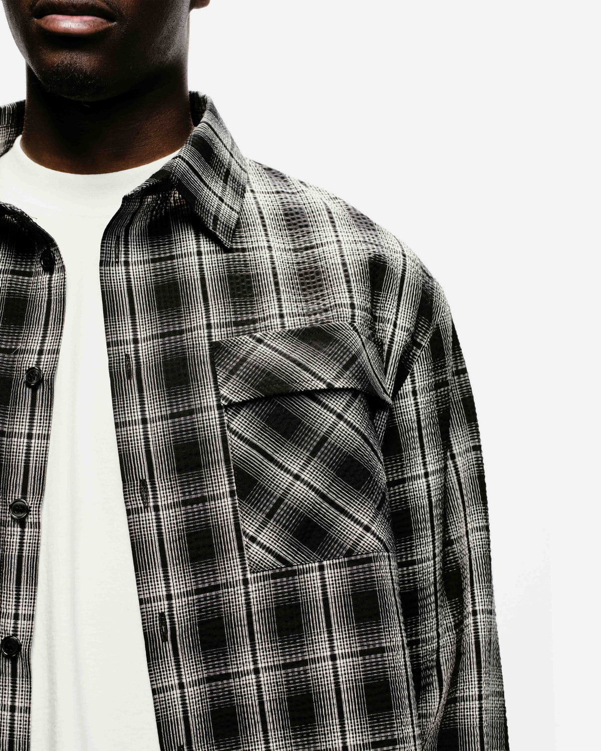 CHECK SHIRT - CRINKLE BLACK from Summit Clothing UK