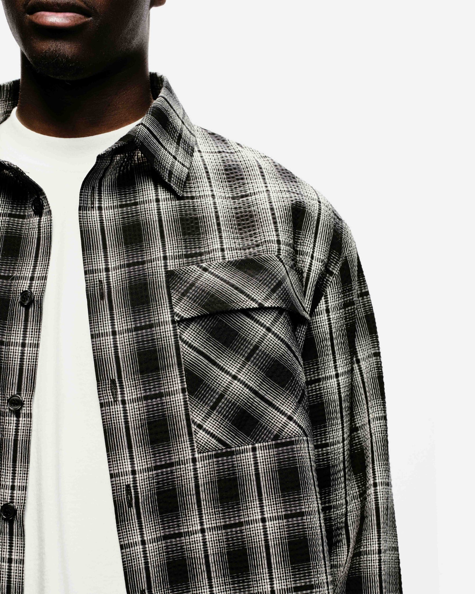 CHECK SHIRT - CRINKLE BLACK from Summit Clothing UK