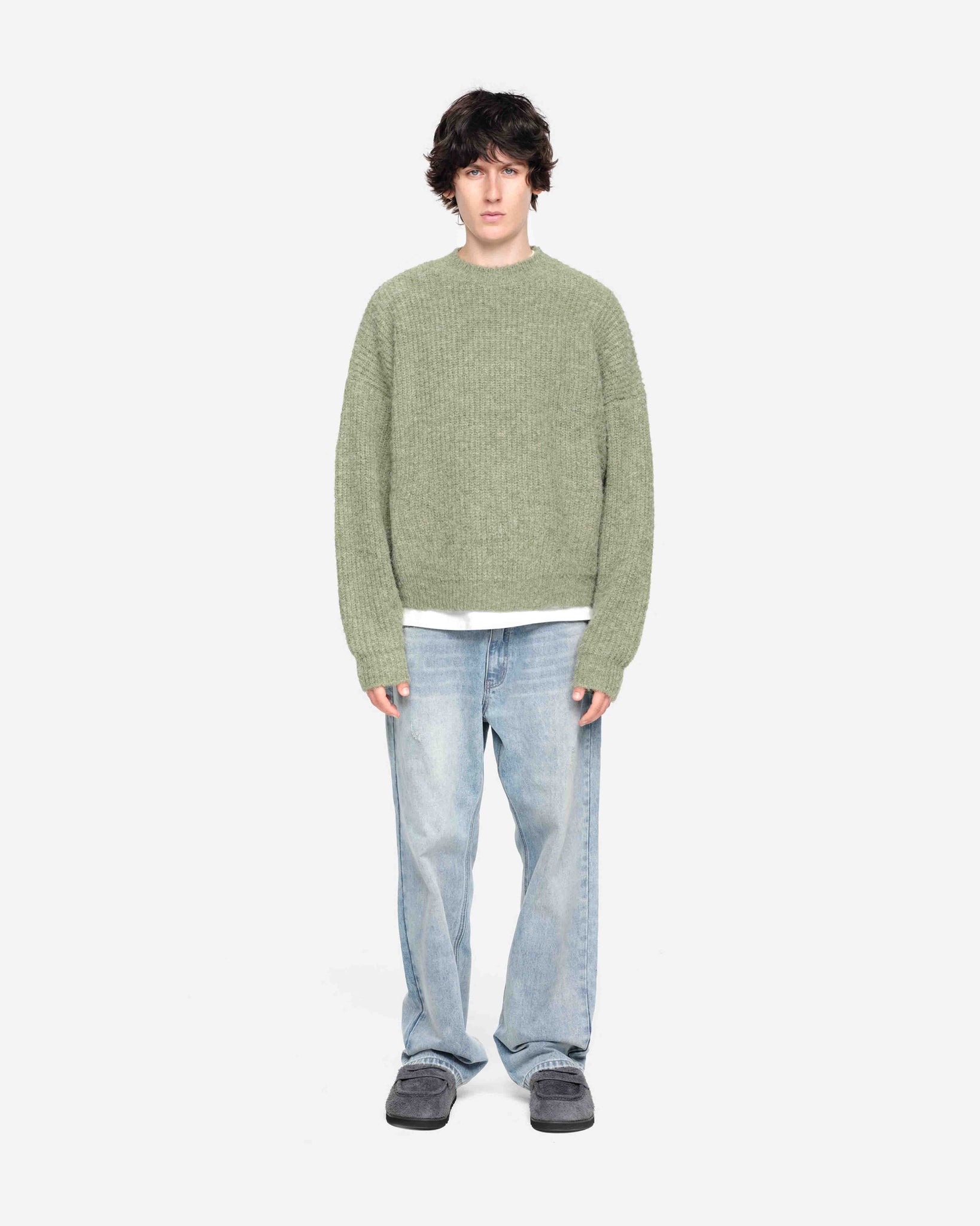 CHUNKY KNIT JUMPER - OLIVE from Summit Clothing UK