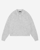 CHUNKY KNIT POLO - MARL GREY