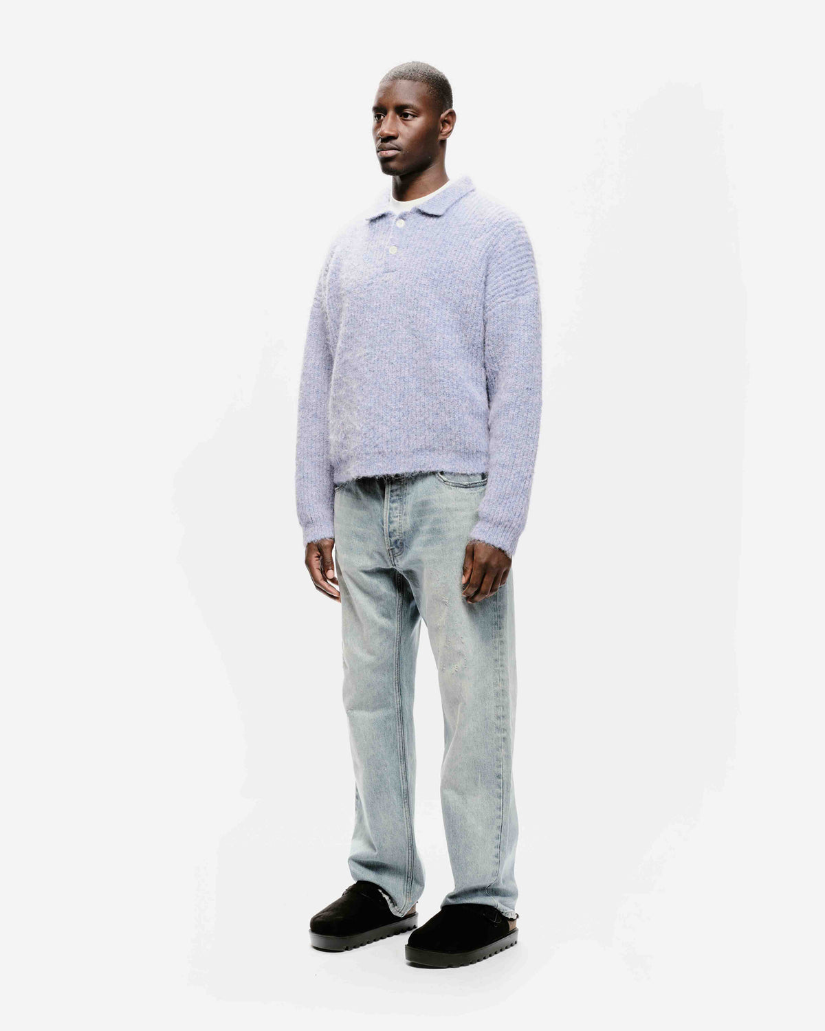 CHUNKY KNIT POLO - PURPLE from Summit Clothing UK