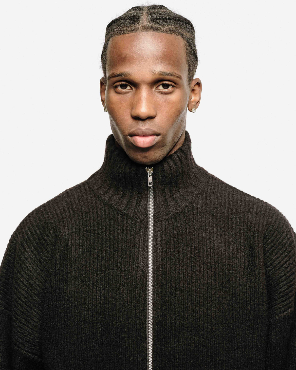 CHUNKY KNIT TRACK TOP - BLACK from Summit Clothing UK