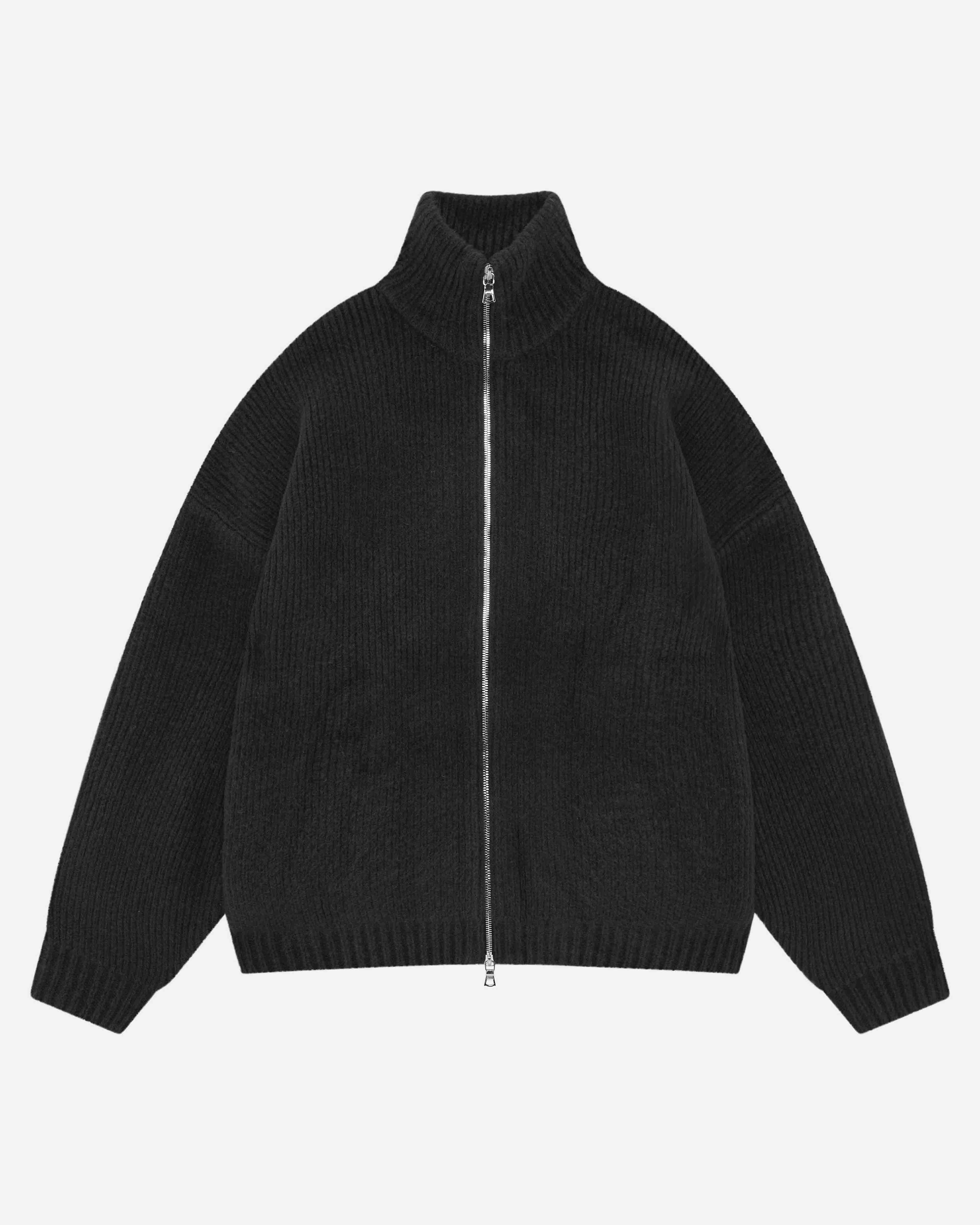 CHUNKY KNIT TRACK TOP - BLACK from Summit Clothing UK