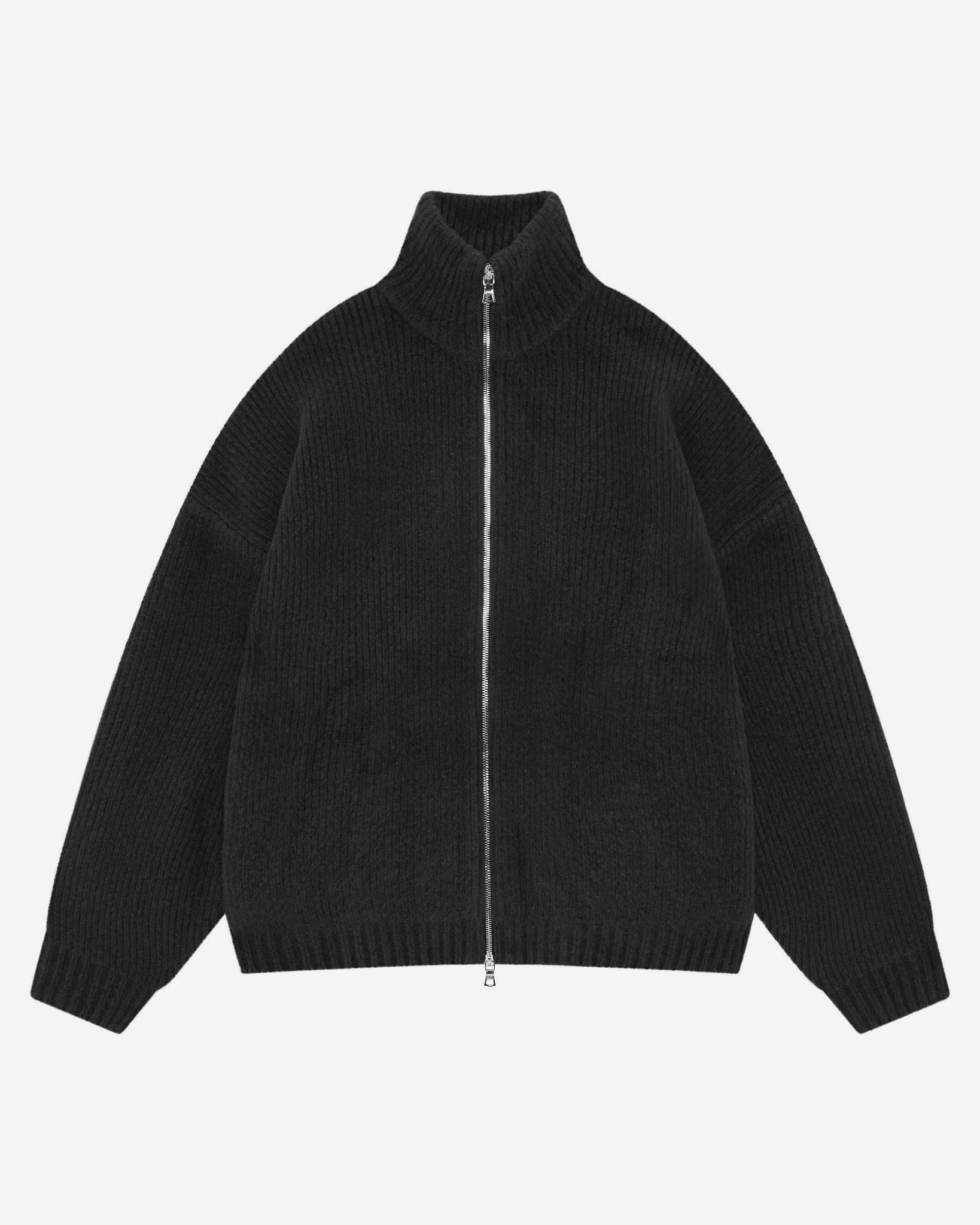 CHUNKY KNIT TRACK TOP - BLACK from Summit Clothing UK