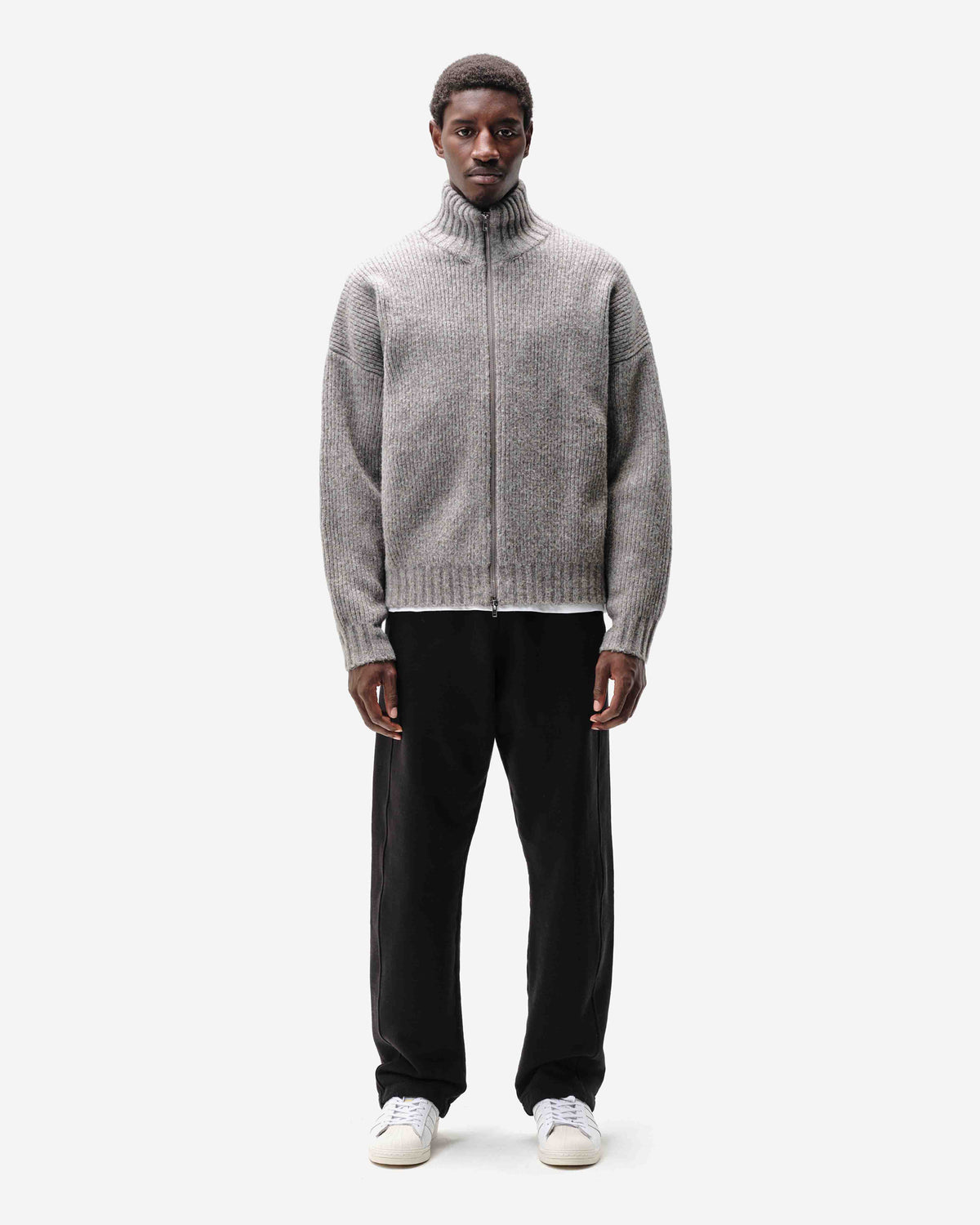 CHUNKY KNIT TRACK TOP - CHARCOAL from Summit Clothing UK