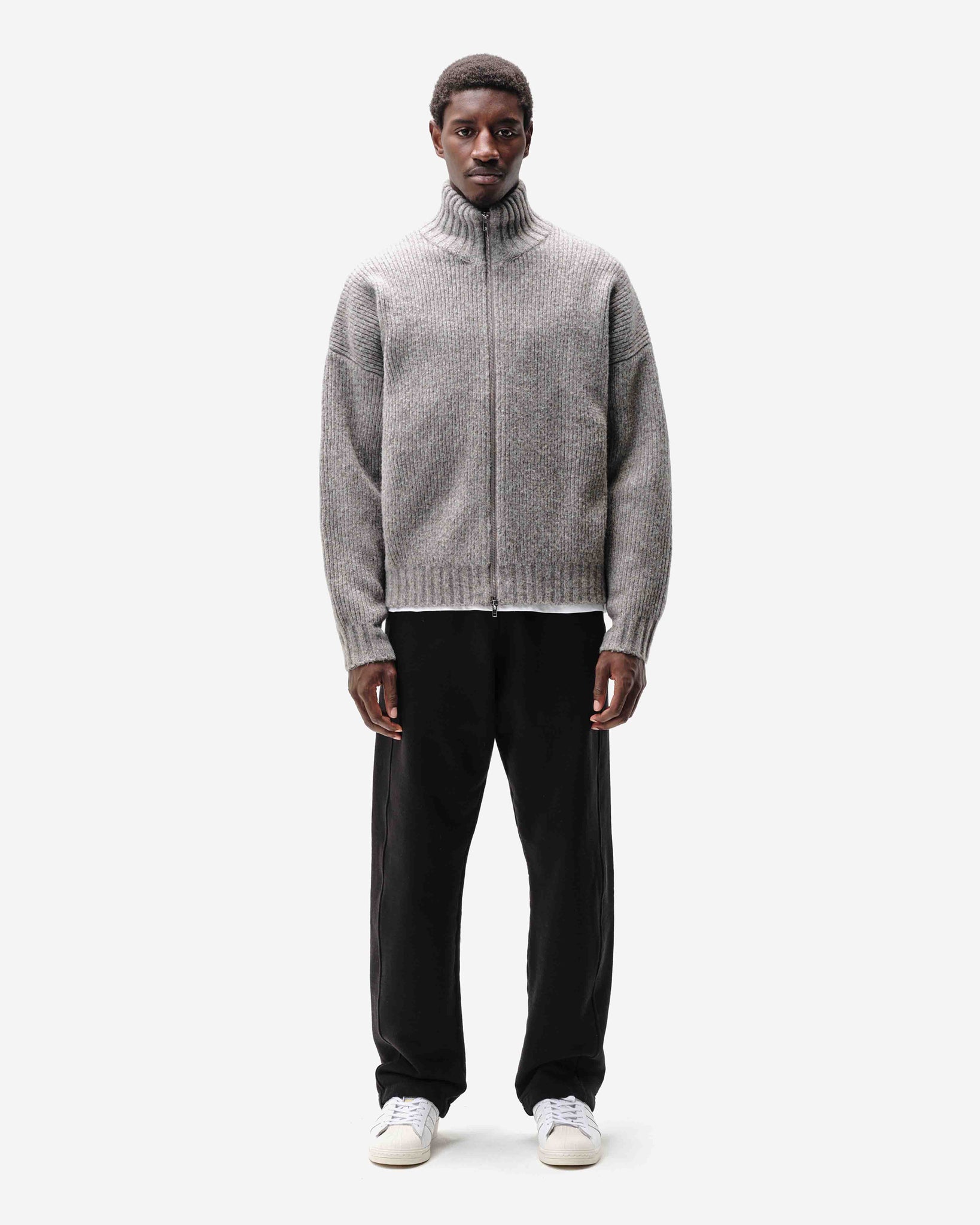 CHUNKY KNIT TRACK TOP - CHARCOAL from Summit Clothing UK