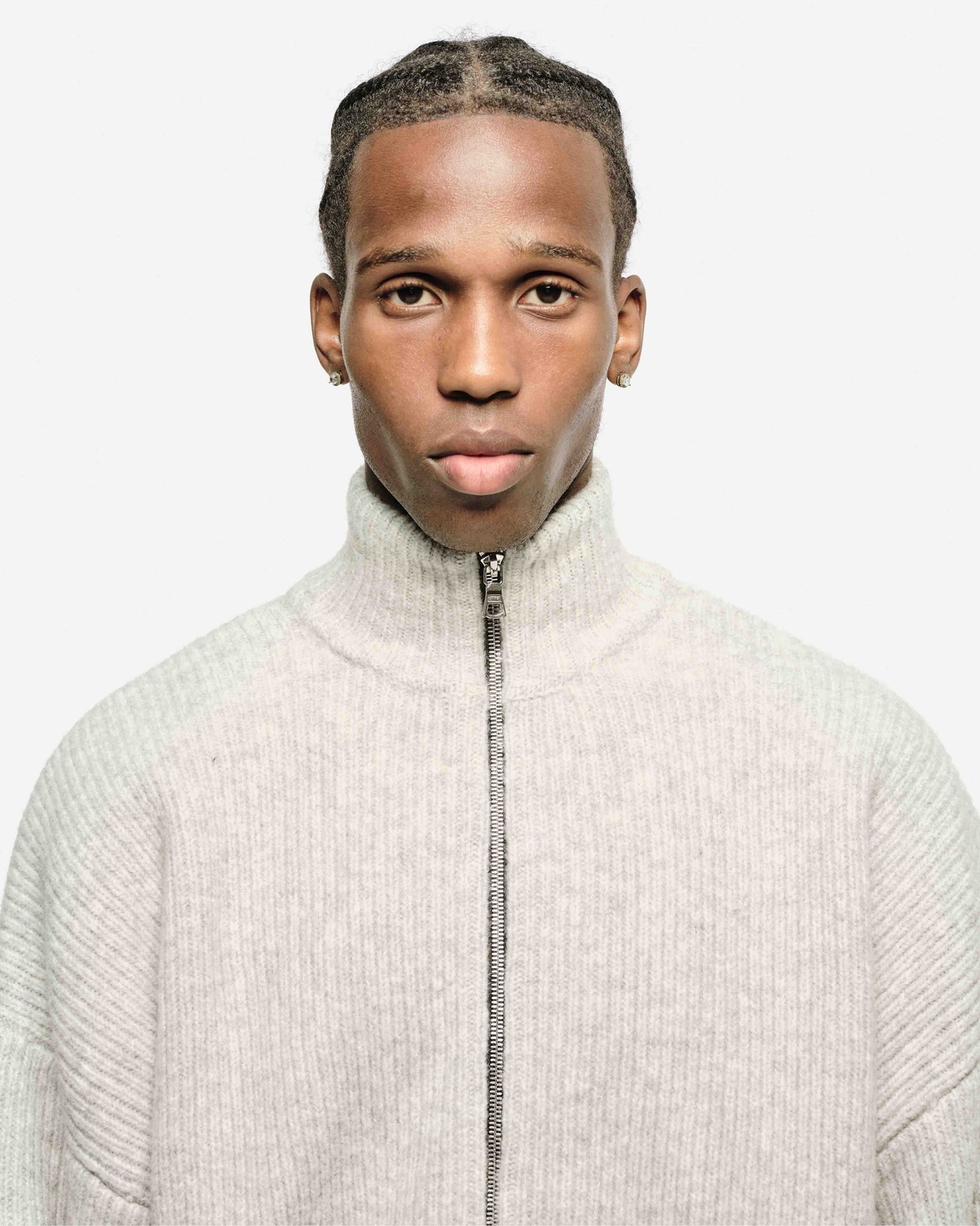CHUNKY KNIT TRACK TOP - GREY from Summit Clothing UK