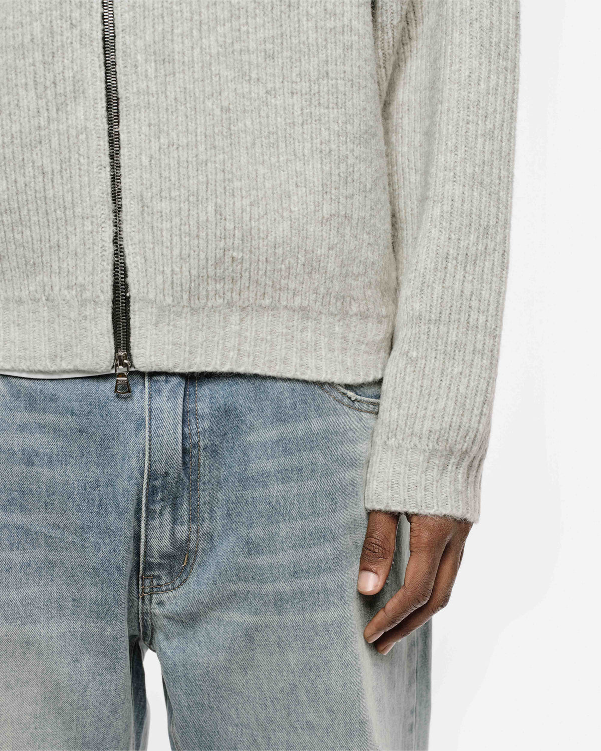 CHUNKY KNIT TRACK TOP - GREY from Summit Clothing UK