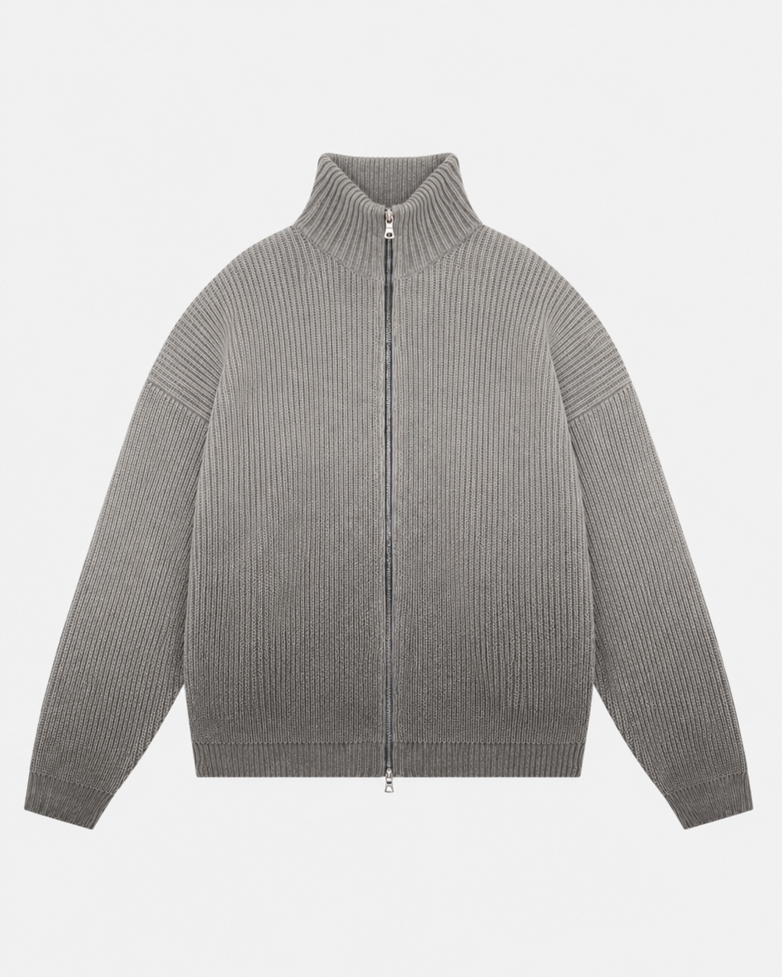 WASHED KNIT TRACK TOP - GREY
