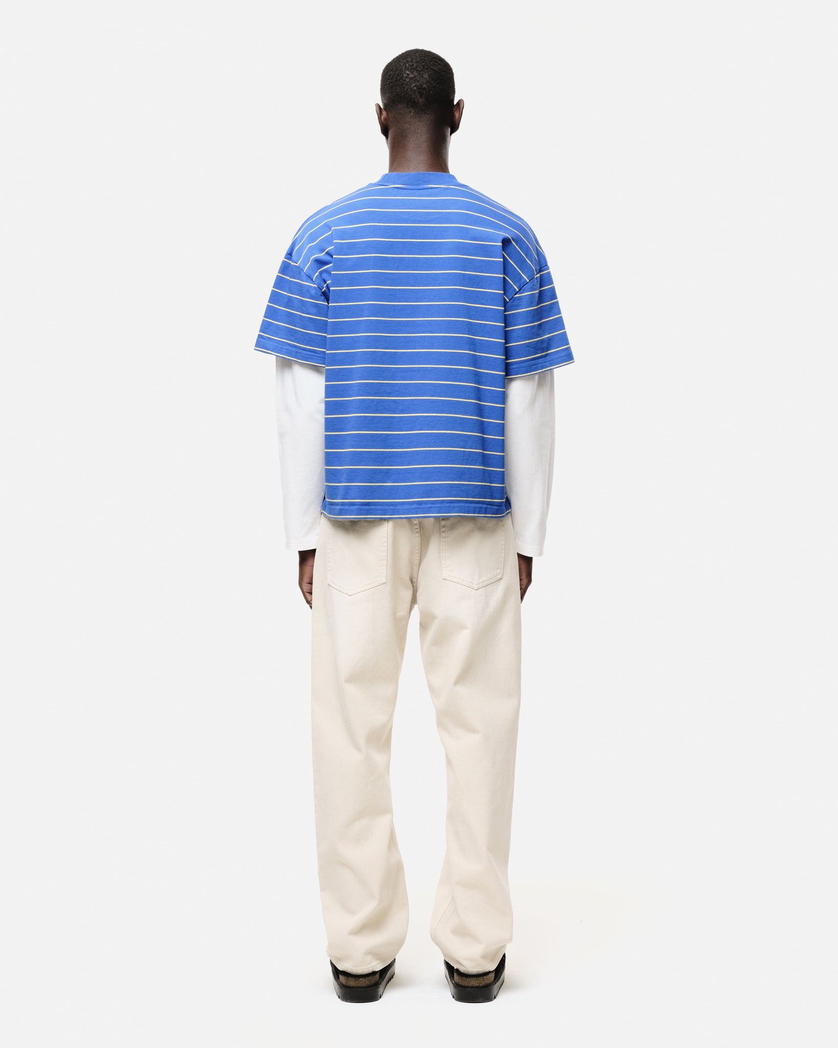 DOUBLE LAYERED LONG SLEEVE T-SHIRT - BLUE STRIPE from Summit Clothing UK