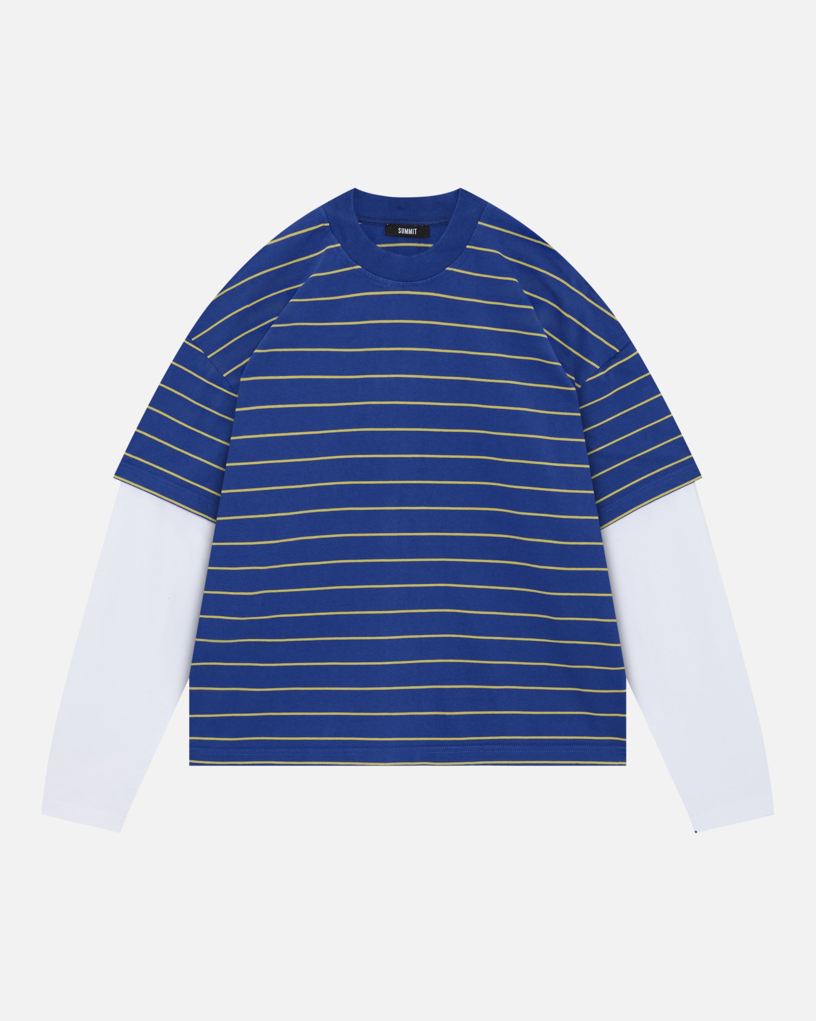 DOUBLE LAYERED LONG SLEEVE T-SHIRT - BLUE STRIPE from Summit Clothing UK