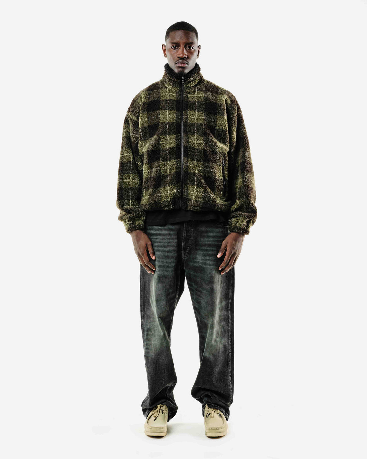 FLEECE JACKET - OLIVE CHECK from Summit Clothing UK