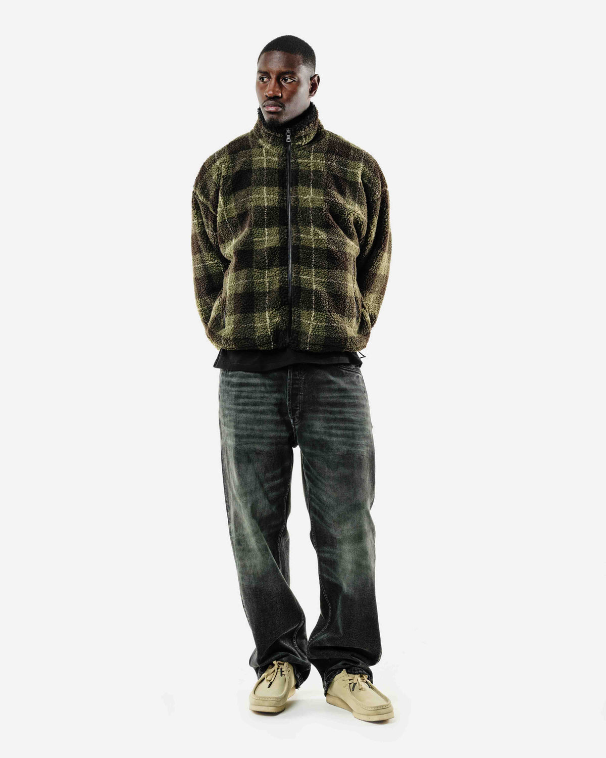 FLEECE JACKET - OLIVE CHECK from Summit Clothing UK