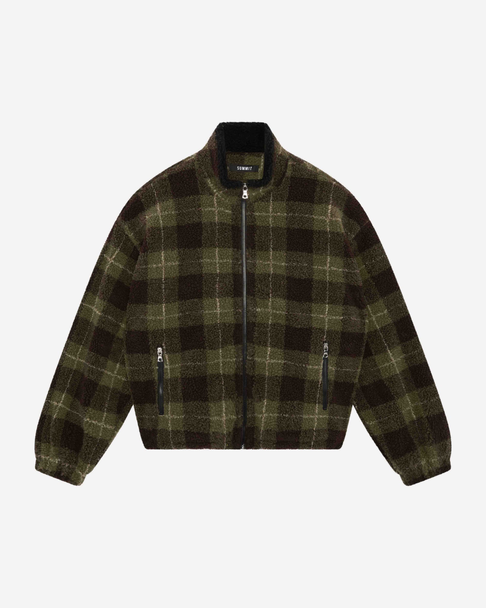 FLEECE JACKET - OLIVE CHECK from Summit Clothing UK