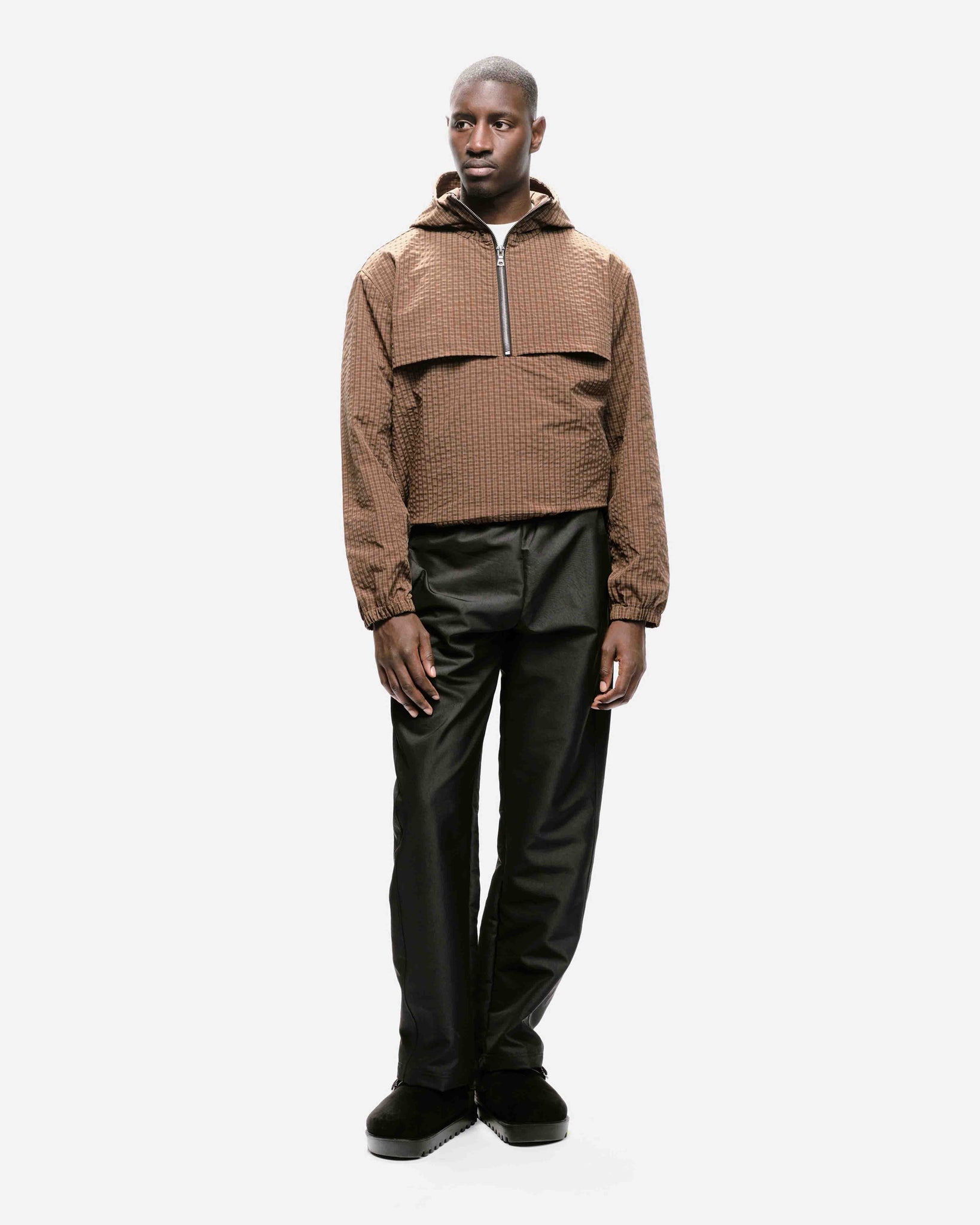 HALF ZIP WINDBREAKER - BROWN CHECK from Summit Clothing UK