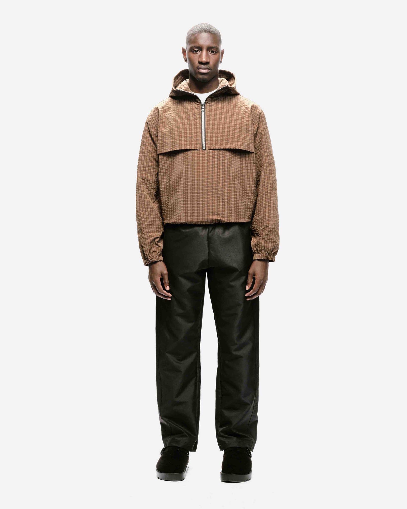 HALF ZIP WINDBREAKER - BROWN CHECK from Summit Clothing UK