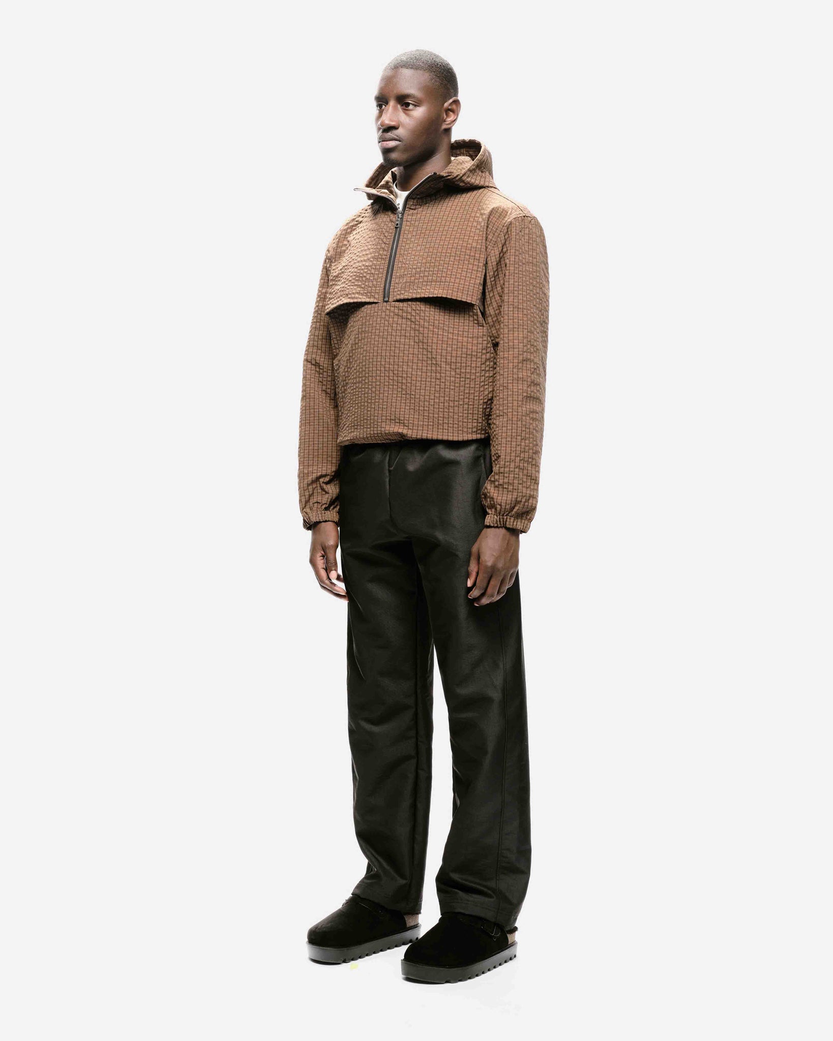 HALF ZIP WINDBREAKER - BROWN CHECK from Summit Clothing UK