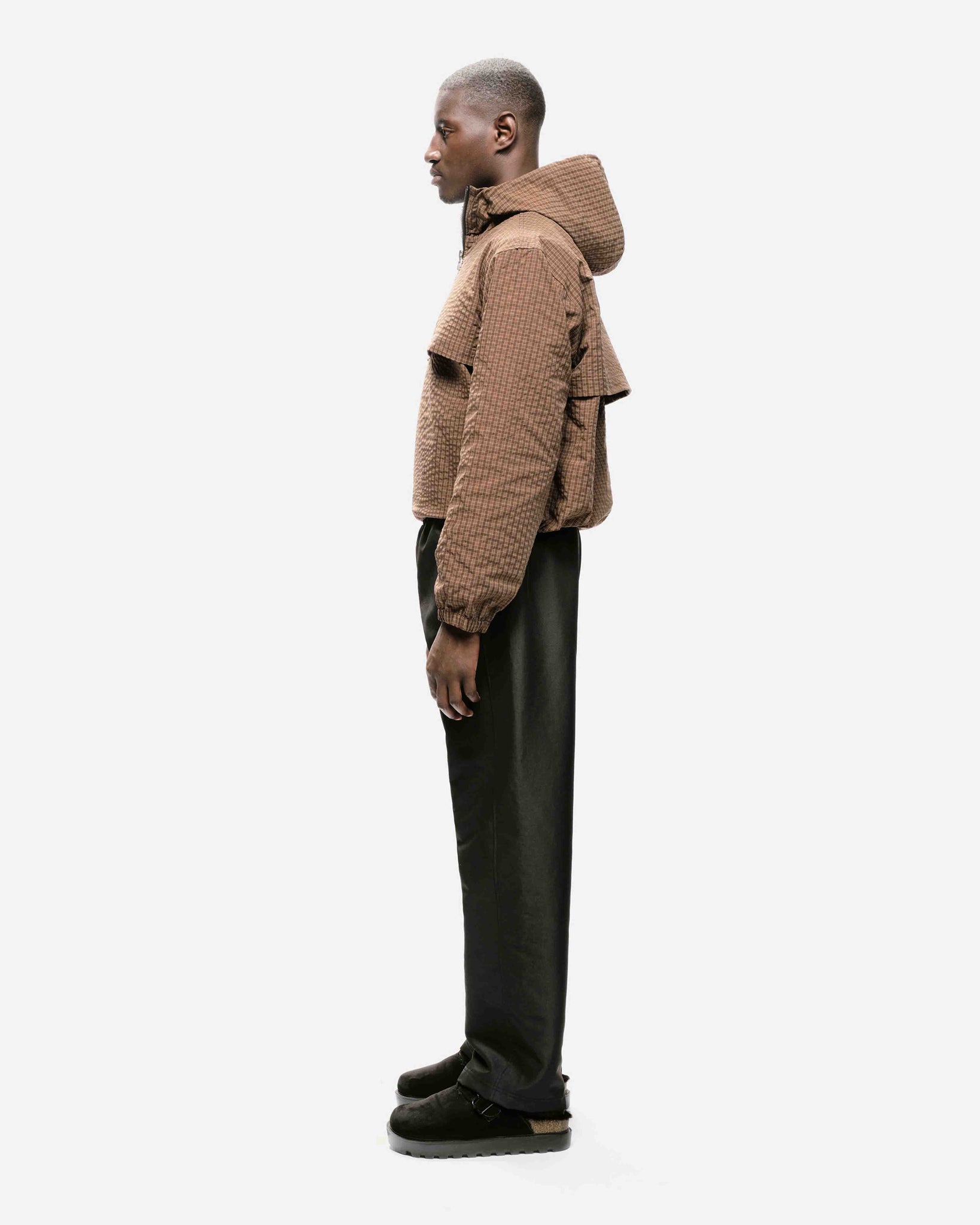 HALF ZIP WINDBREAKER - BROWN CHECK from Summit Clothing UK