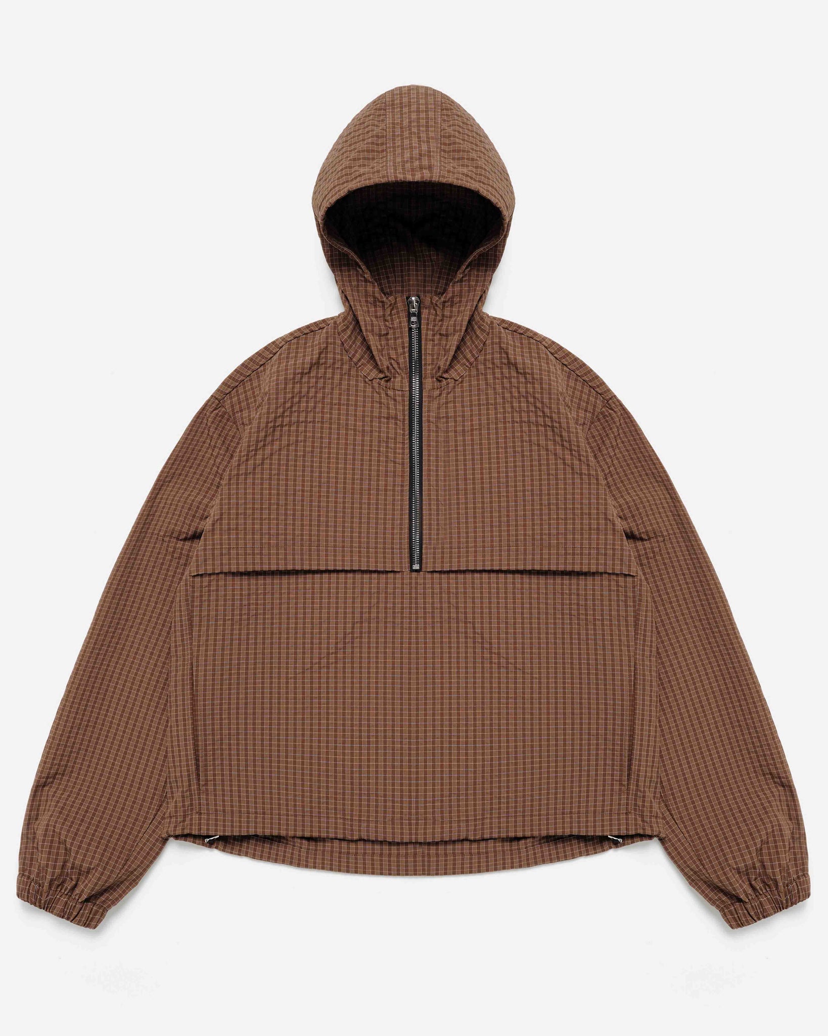 HALF ZIP WINDBREAKER - BROWN CHECK – Summit