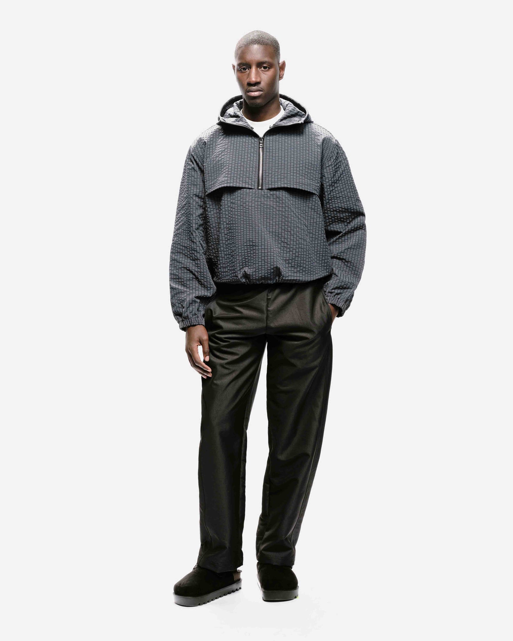 HALF ZIP WINDBREAKER - DARK BLUE CHECK from Summit Clothing UK