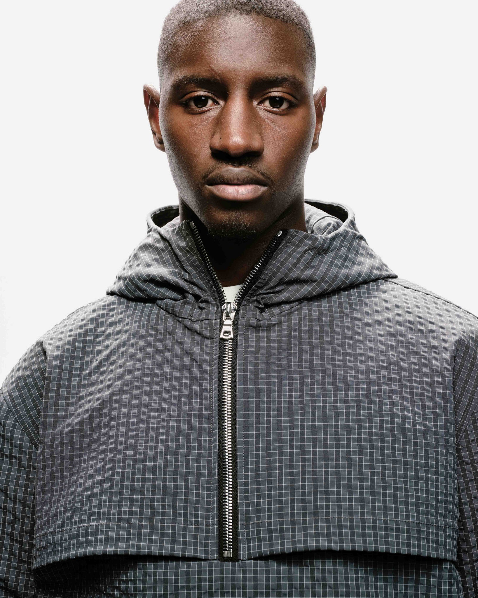 HALF ZIP WINDBREAKER - DARK BLUE CHECK from Summit Clothing UK