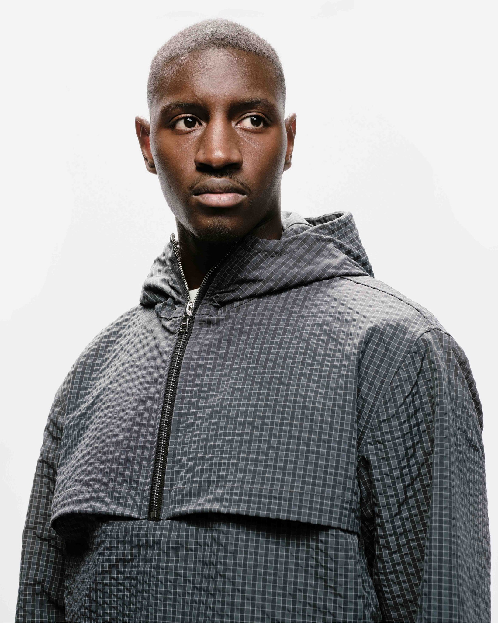HALF ZIP WINDBREAKER - DARK BLUE CHECK from Summit Clothing UK