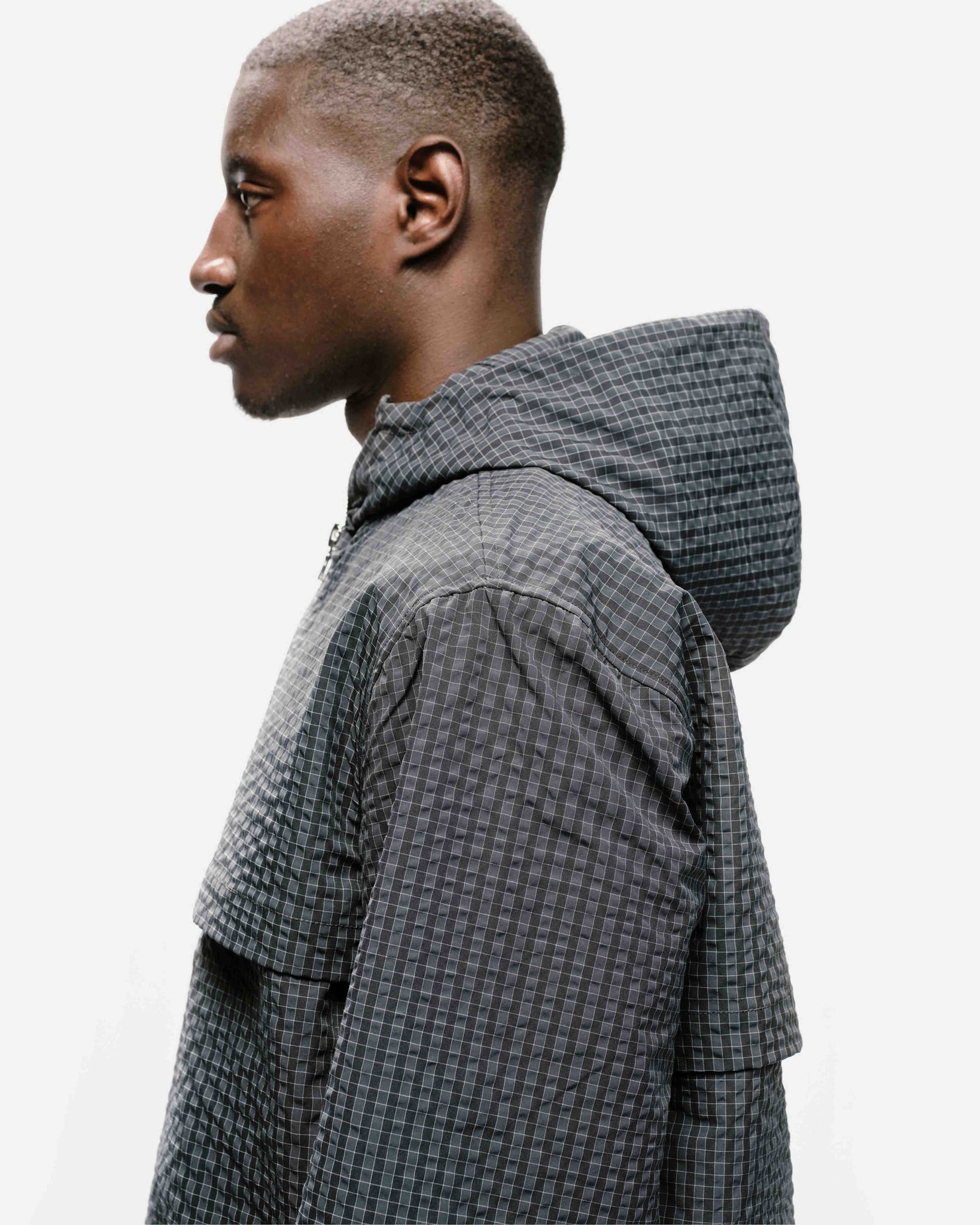 HALF ZIP WINDBREAKER - DARK BLUE CHECK from Summit Clothing UK