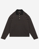 HEAVYWEIGHT LONG SLEEVE POLO  - BLACK STRIPE