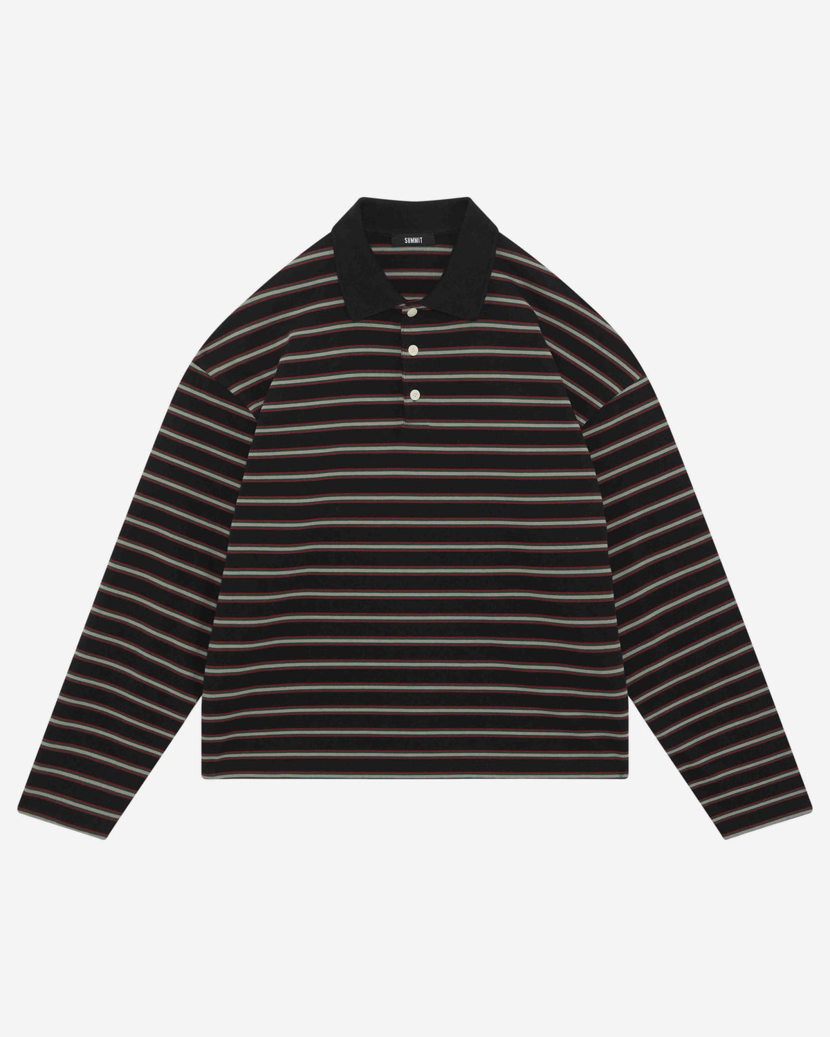 HEAVYWEIGHT LONG SLEEVE POLO - BLACK STRIPE from Summit Clothing UK