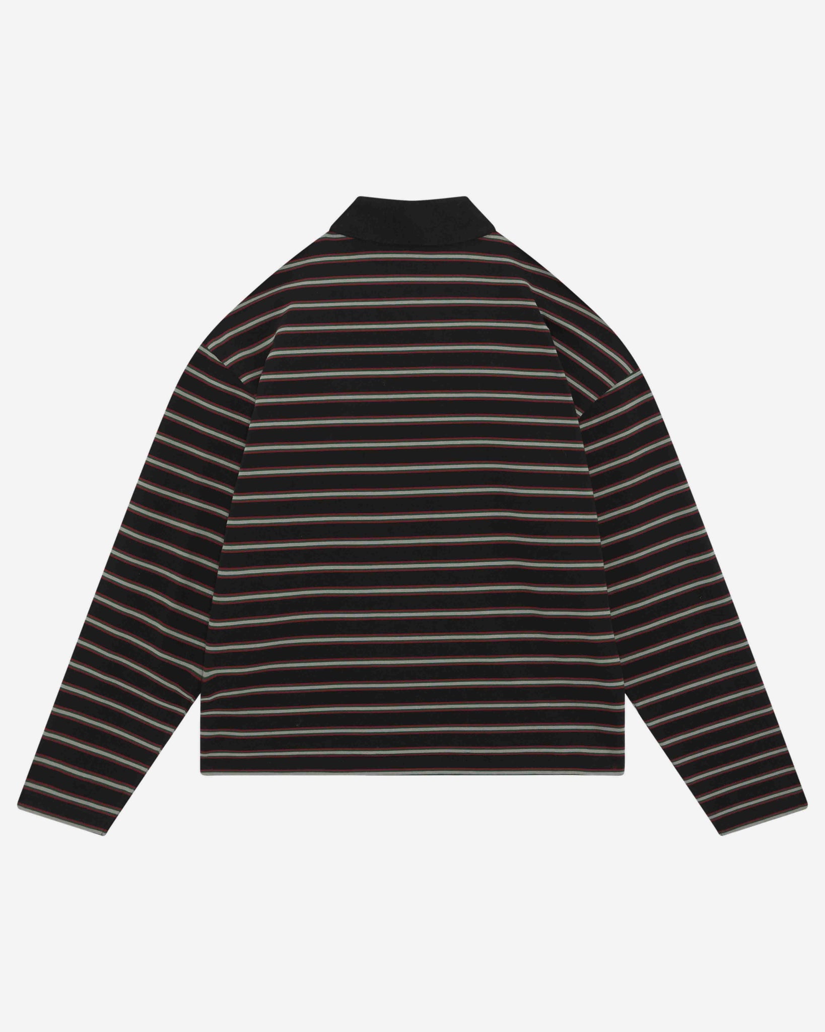 HEAVYWEIGHT LONG SLEEVE POLO - BLACK STRIPE from Summit Clothing UK