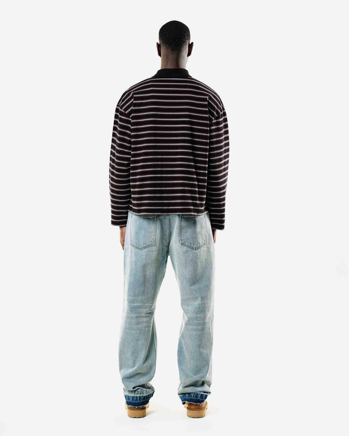 HEAVYWEIGHT LONG SLEEVE POLO - BLACK STRIPE from Summit Clothing UK