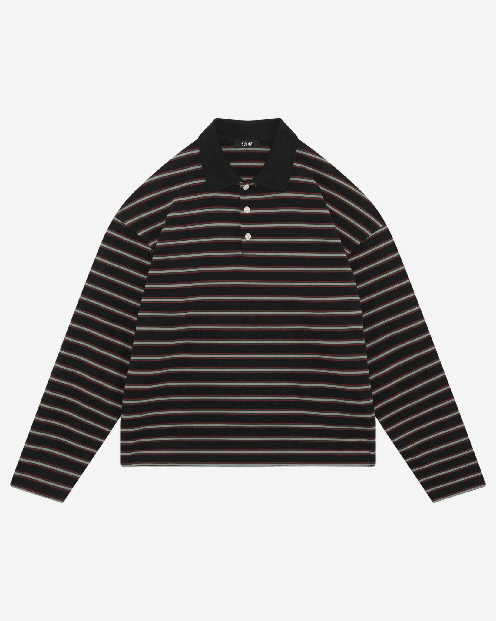 HEAVYWEIGHT LONG SLEEVE POLO - BLACK STRIPE from Summit Clothing UK
