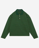 HEAVYWEIGHT LONG SLEEVE POLO  - BOTTLE/YELLOW STRIPE
