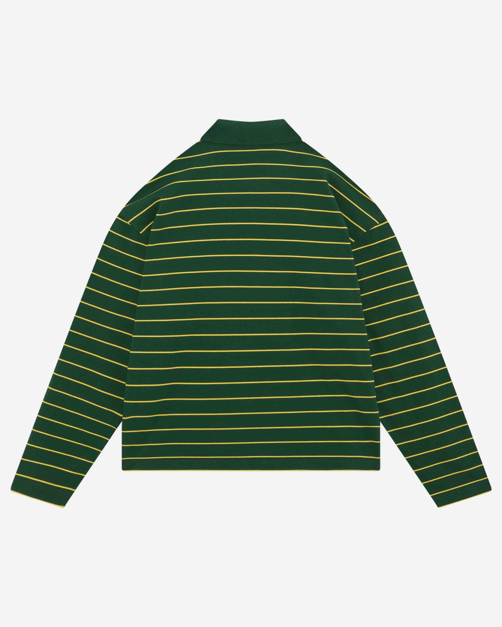 HEAVYWEIGHT LONG SLEEVE POLO  - BOTTLE/YELLOW STRIPE from Summit Clothing UK