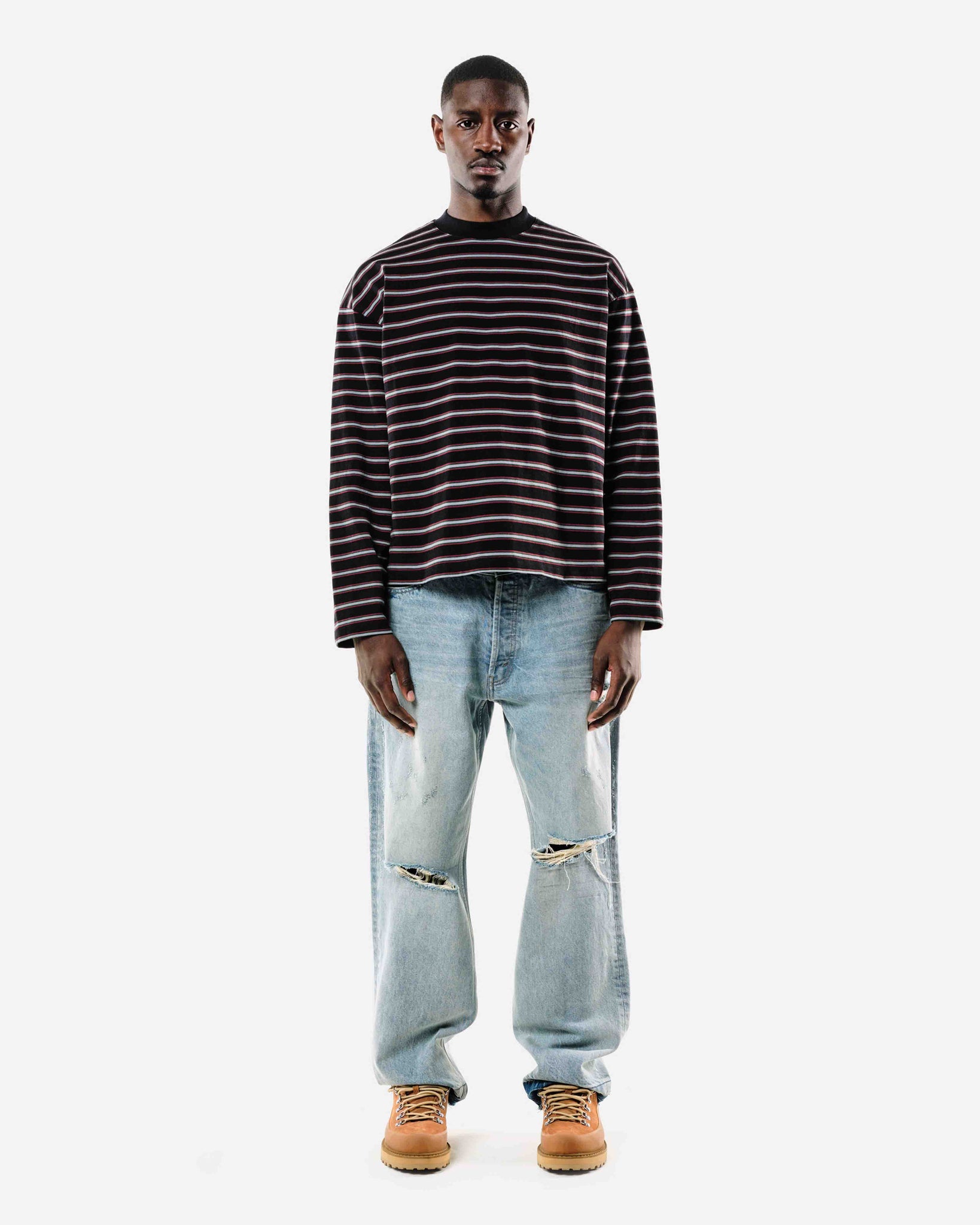 HEAVYWEIGHT LONG SLEEVE T-SHIRT - BLACK STRIPE from Summit Clothing UK