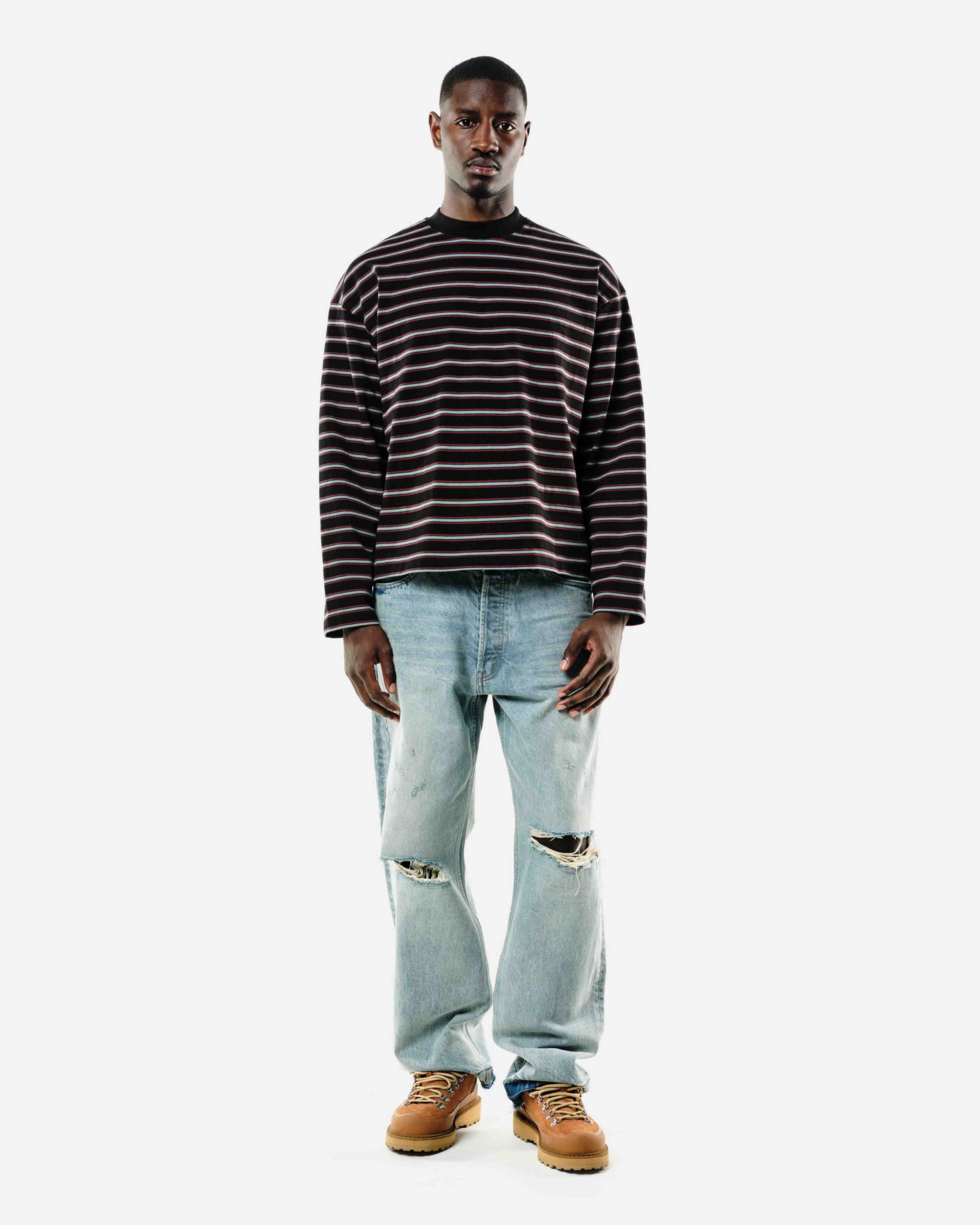 HEAVYWEIGHT LONG SLEEVE T-SHIRT - BLACK STRIPE from Summit Clothing UK